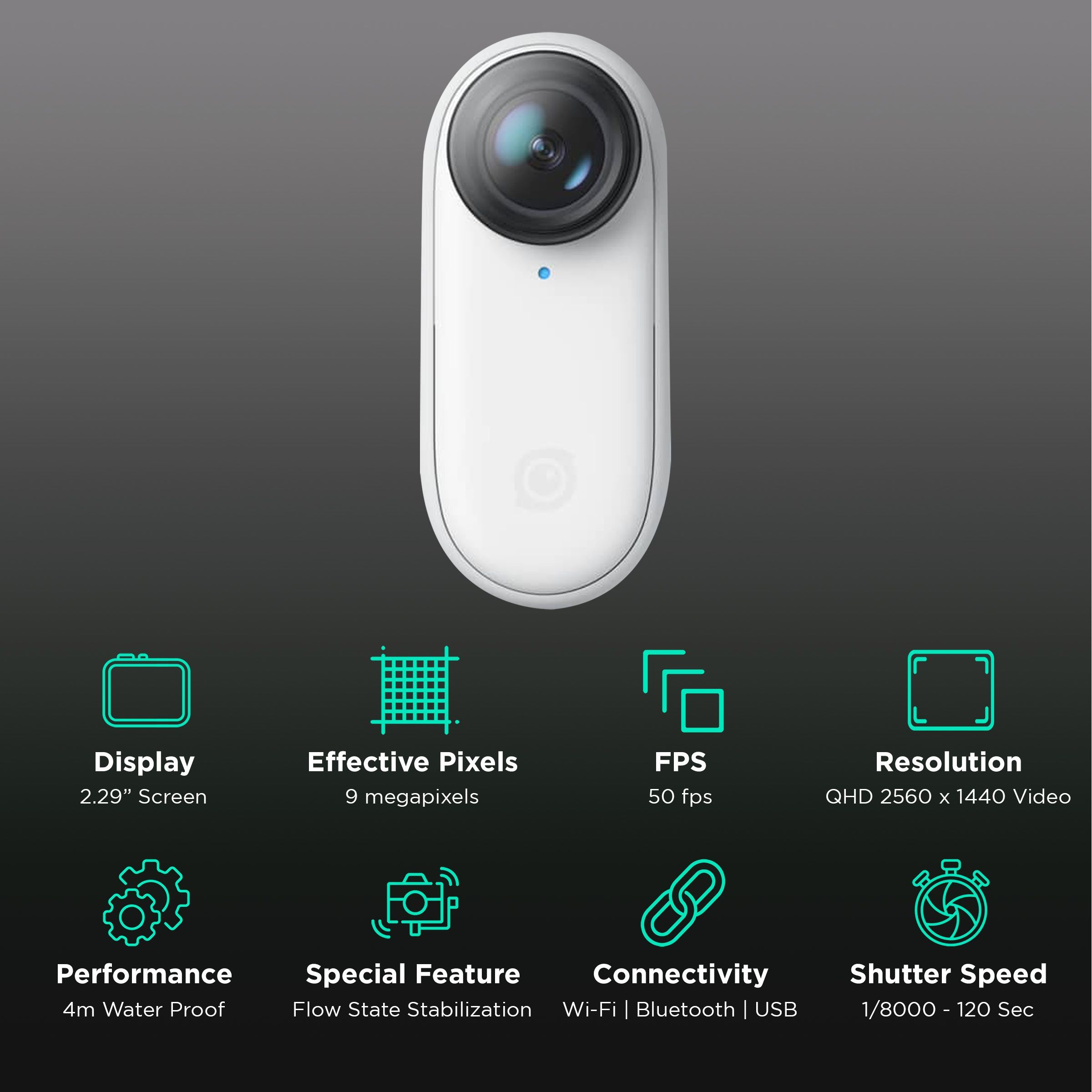 Insta360 GO 2 QHD and 9MP 50 FPS Waterproof Action Camera with FlowState Stabilization (Black)_2