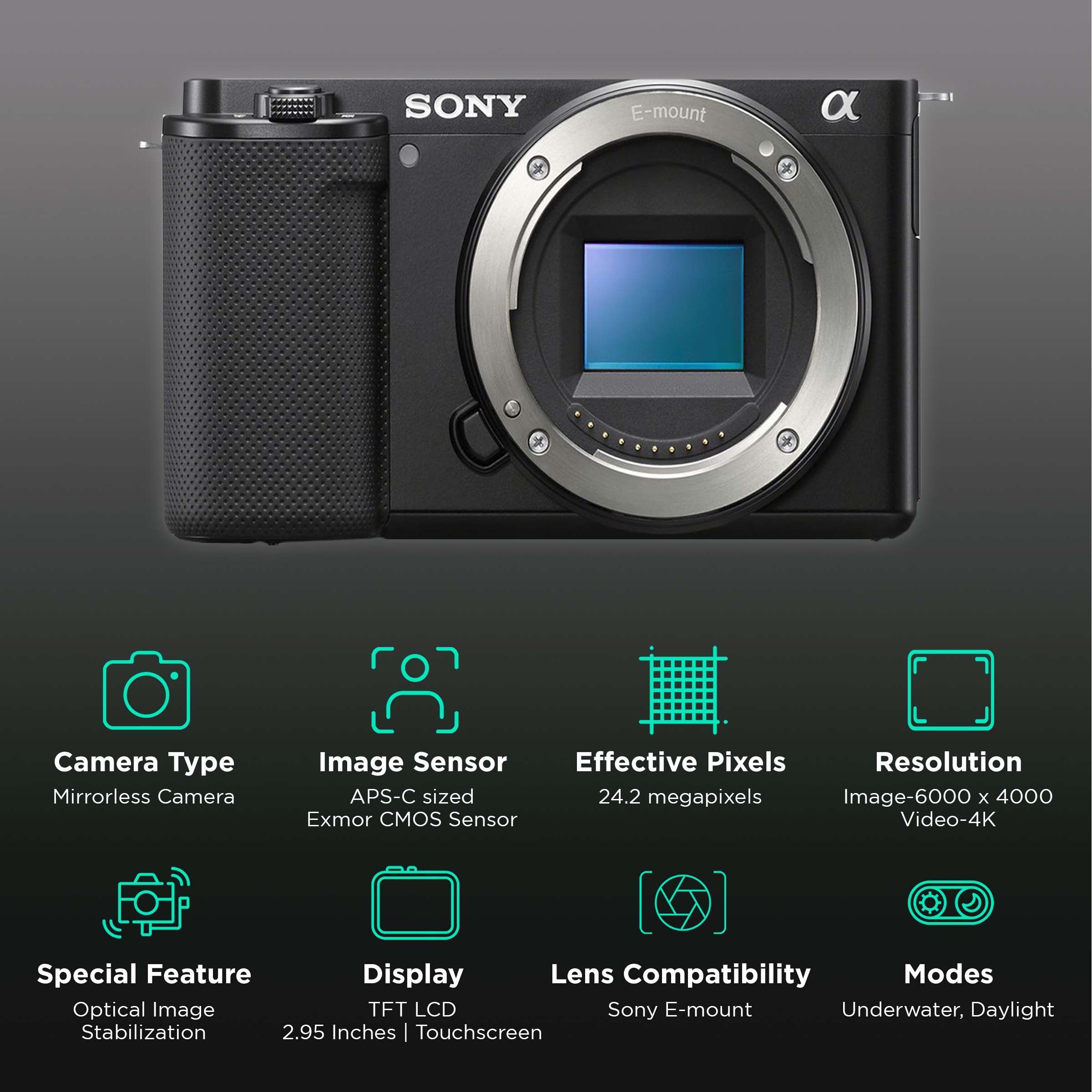 SONY Alpha ZV-E10 24.2MP Mirrorless Camera (Body Only, 23.5 x 15.6 mm Sensor, Real-Time Eye Auto Focus) SONY Alpha ZV-E10 24.2MP Mirrorless Camera (Body Only, 23.5 x 15.6 mm Sensor, Real-Time Eye Auto Focus)_2