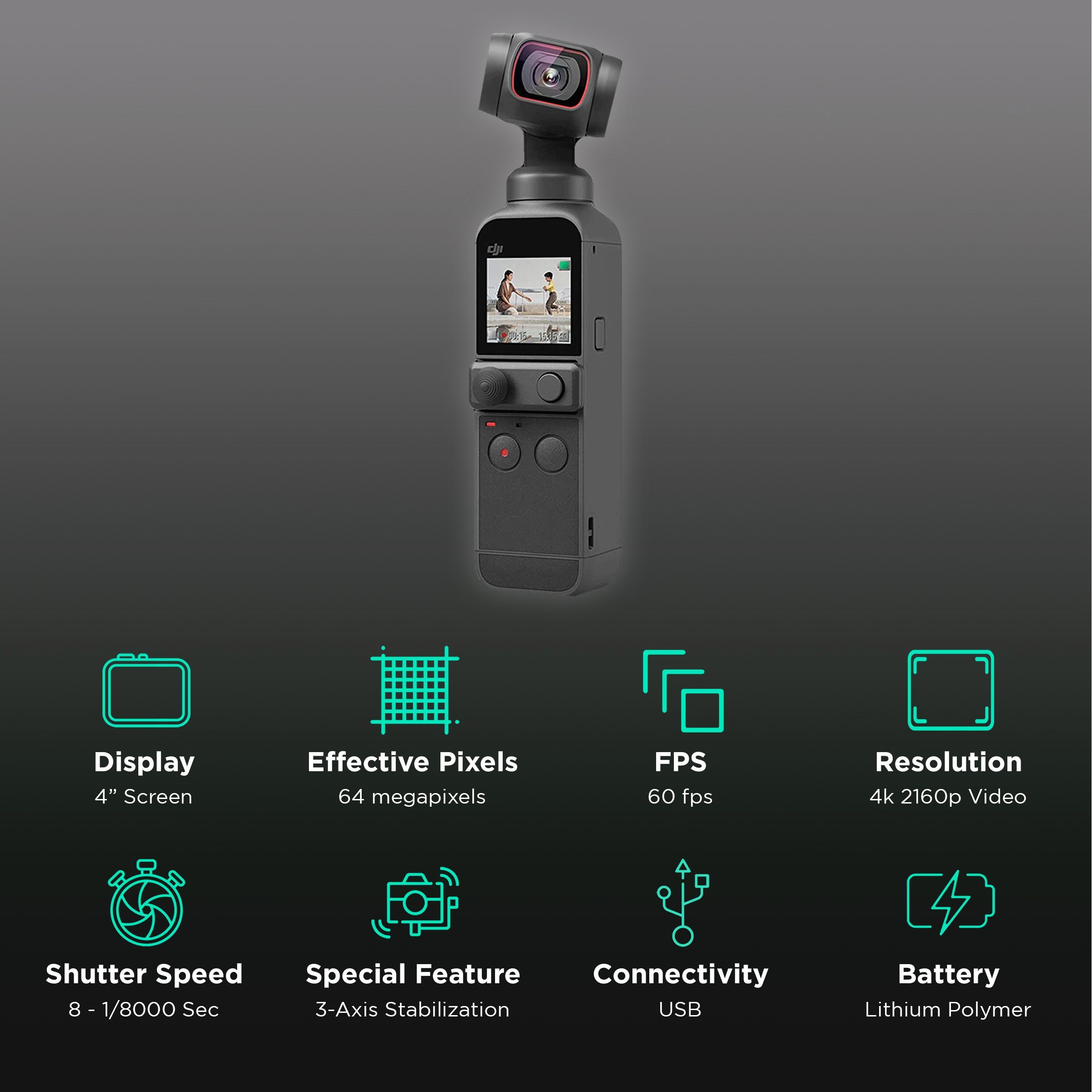 DJI Pocket 2 Creator Combo 4K and 64MP 60 FPS Action Camera with Motorized Stabilization (Black) DJI Pocket 2 Creator Combo 4K and 64MP 60 FPS Action Camera with Motorized Stabilization (Black)_2