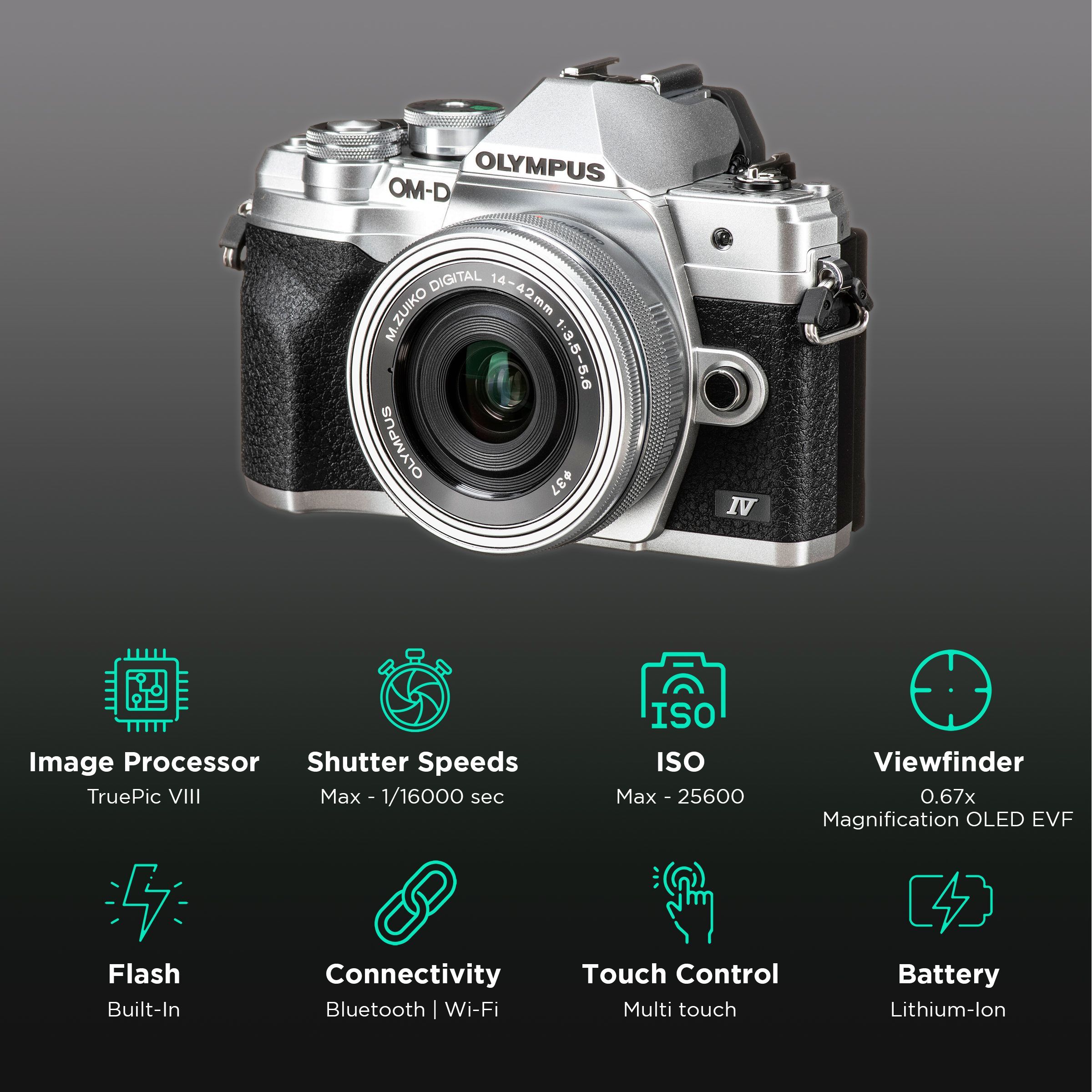 OLYMPUS OM-D E-M10 Mark IV 20.3MP Mirrorless Camera (14-42 mm Lens, 17.3 x 13 mm Sensor, Tiltable Screen)_3