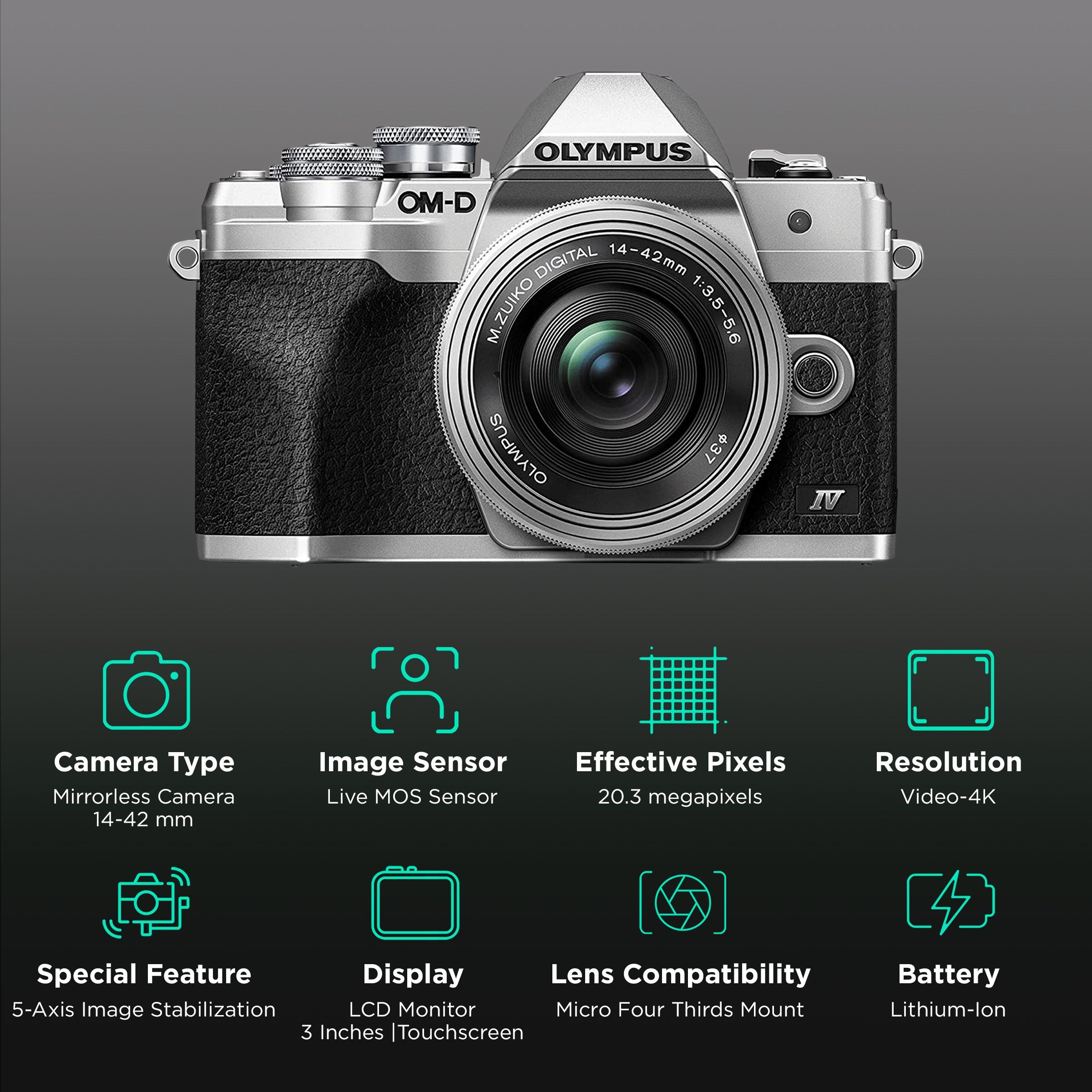 OLYMPUS OM-D E-M10 Mark IV 20.3MP Mirrorless Camera (14-42 mm Lens, 17.3 x 13 mm Sensor, Tiltable Screen)_2
