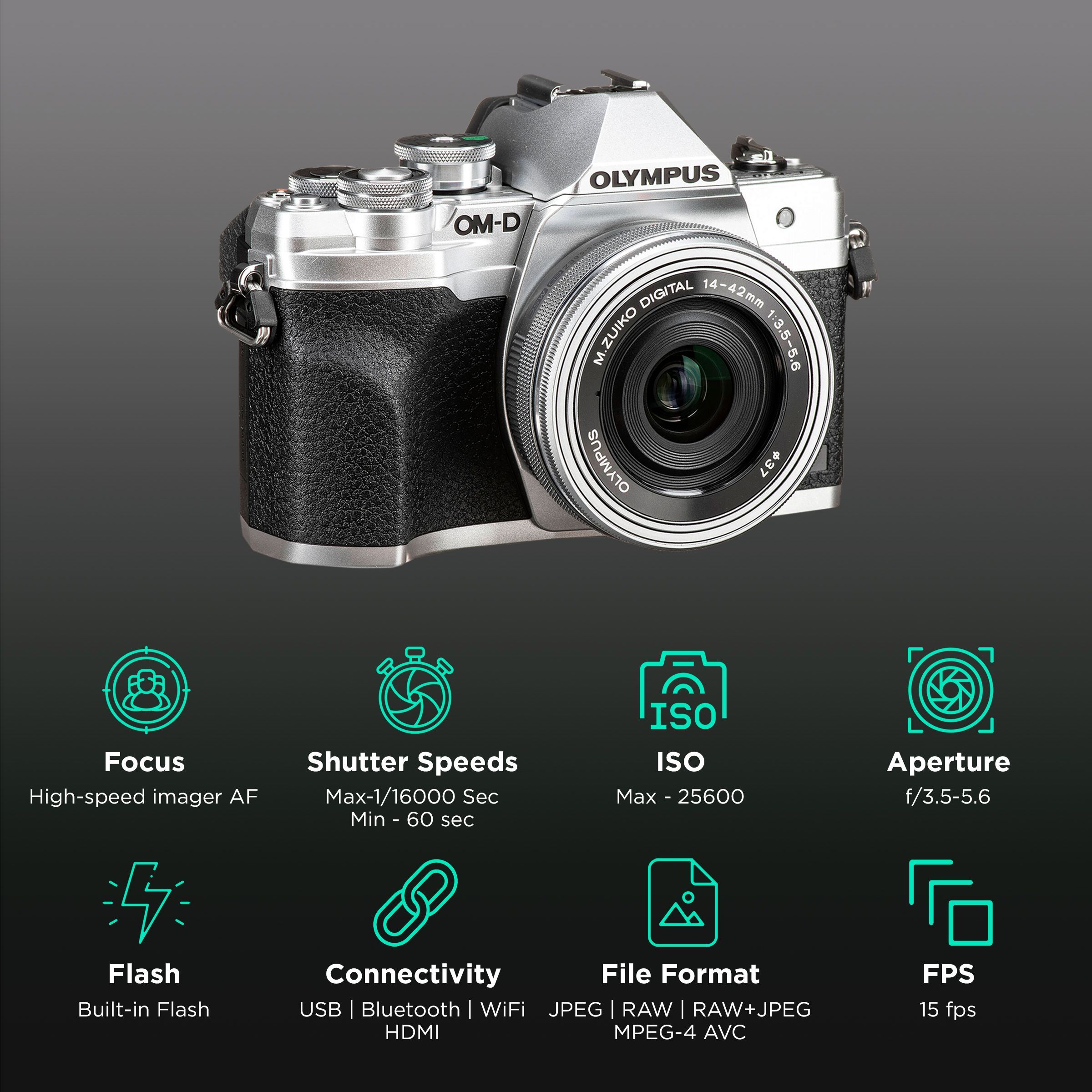OLYMPUS OM-D E-M10 Mark IV 20.3MP Mirrorless Camera (14-42 mm Lens, 17.3 x 13 mm Sensor, Tiltable Screen)_3