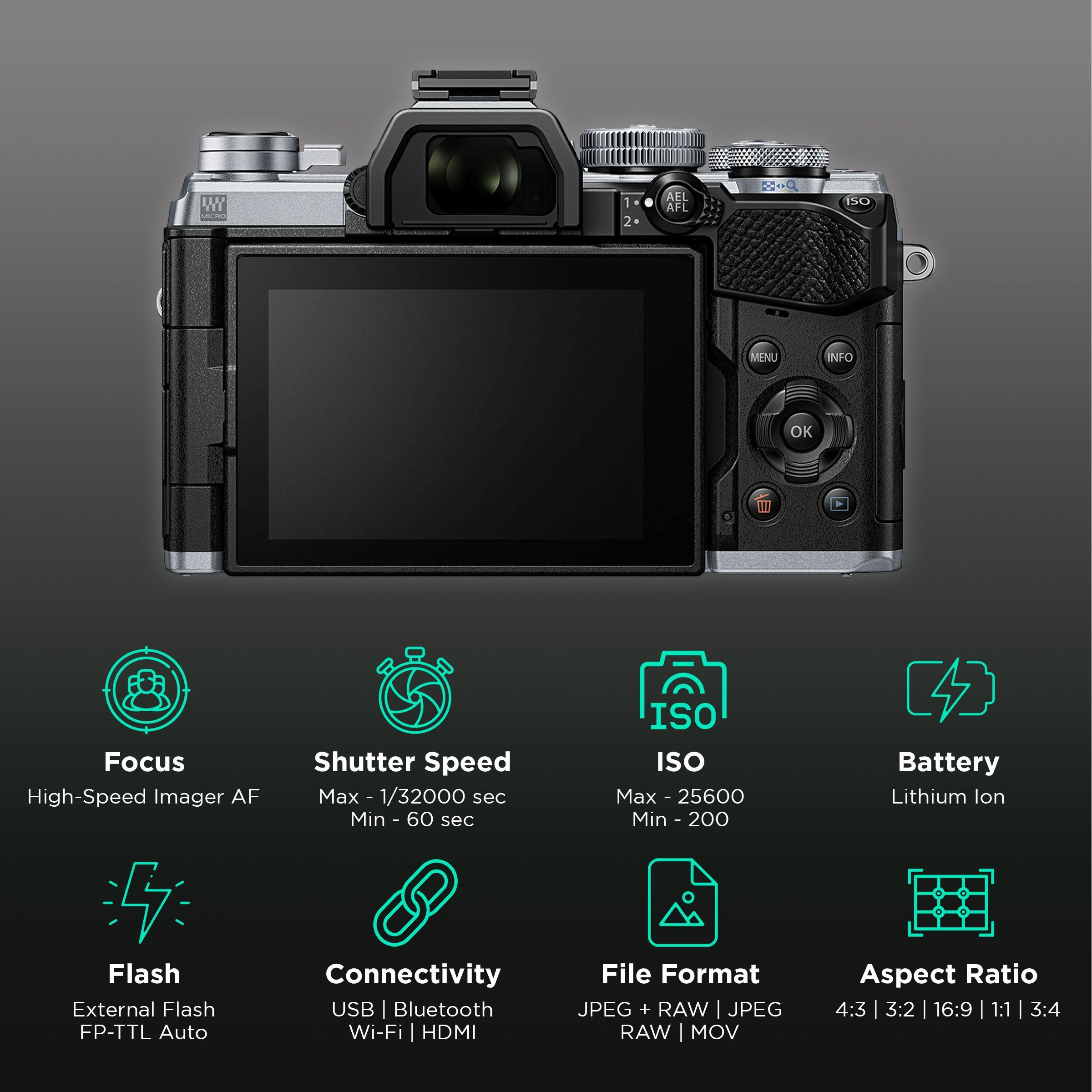 OLYMPUS OM-D E-M5 Mark III 20.4MP Mirrorless Camera (Body Only, 17.4 x 13.0 mm Sensor, Built-in 5-Axis Sensor) OLYMPUS OM-D E-M5 Mark III 20.4MP Mirrorless Camera (Body Only, 17.4 x 13.0 mm Sensor, Built-in 5-Axis Sensor)_3