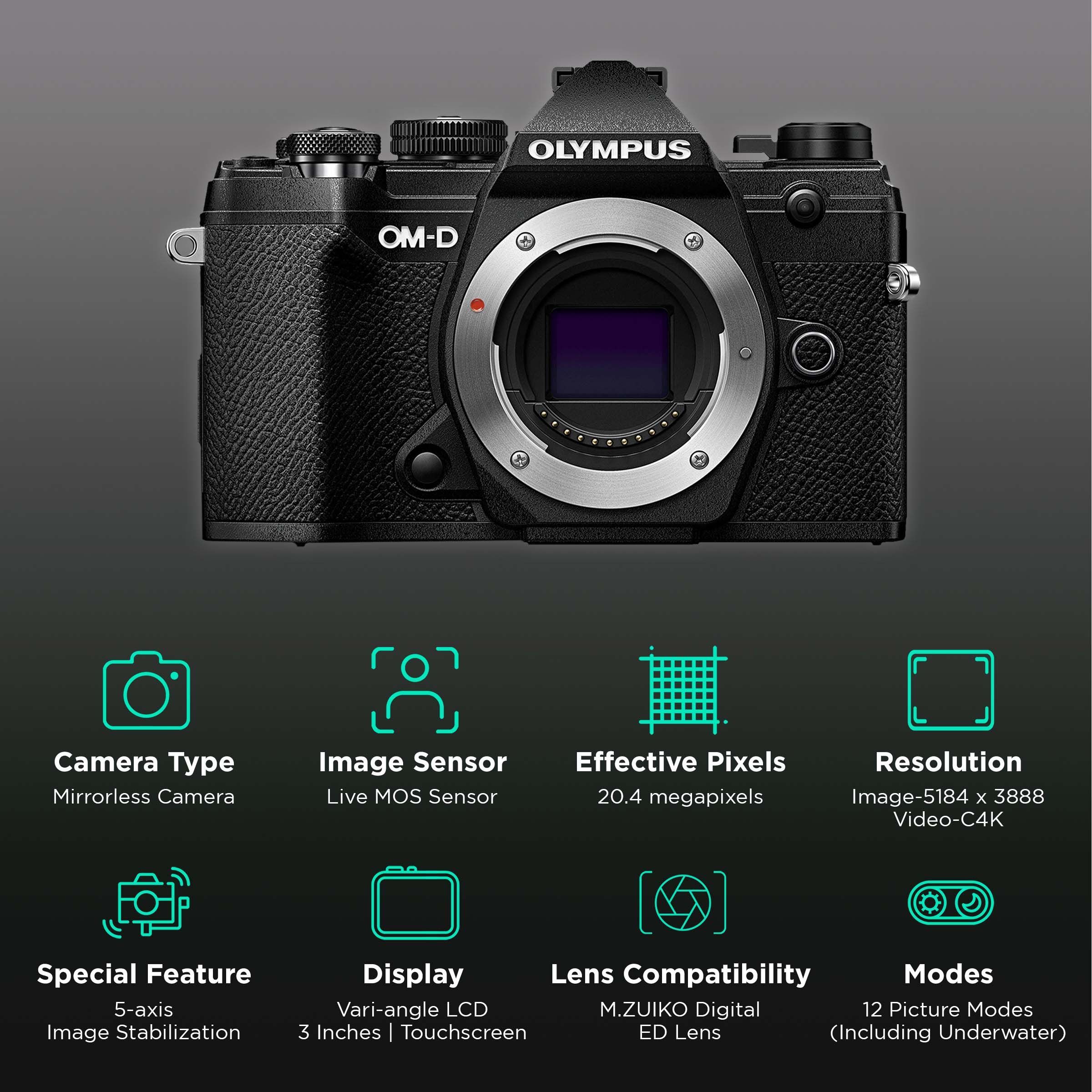 OLYMPUS OM-D E-M5 Mark III 20.4MP Mirrorless Camera (Body Only, 17.4 x 13.0 mm Sensor, Built-in 5-Axis Sensor)_2
