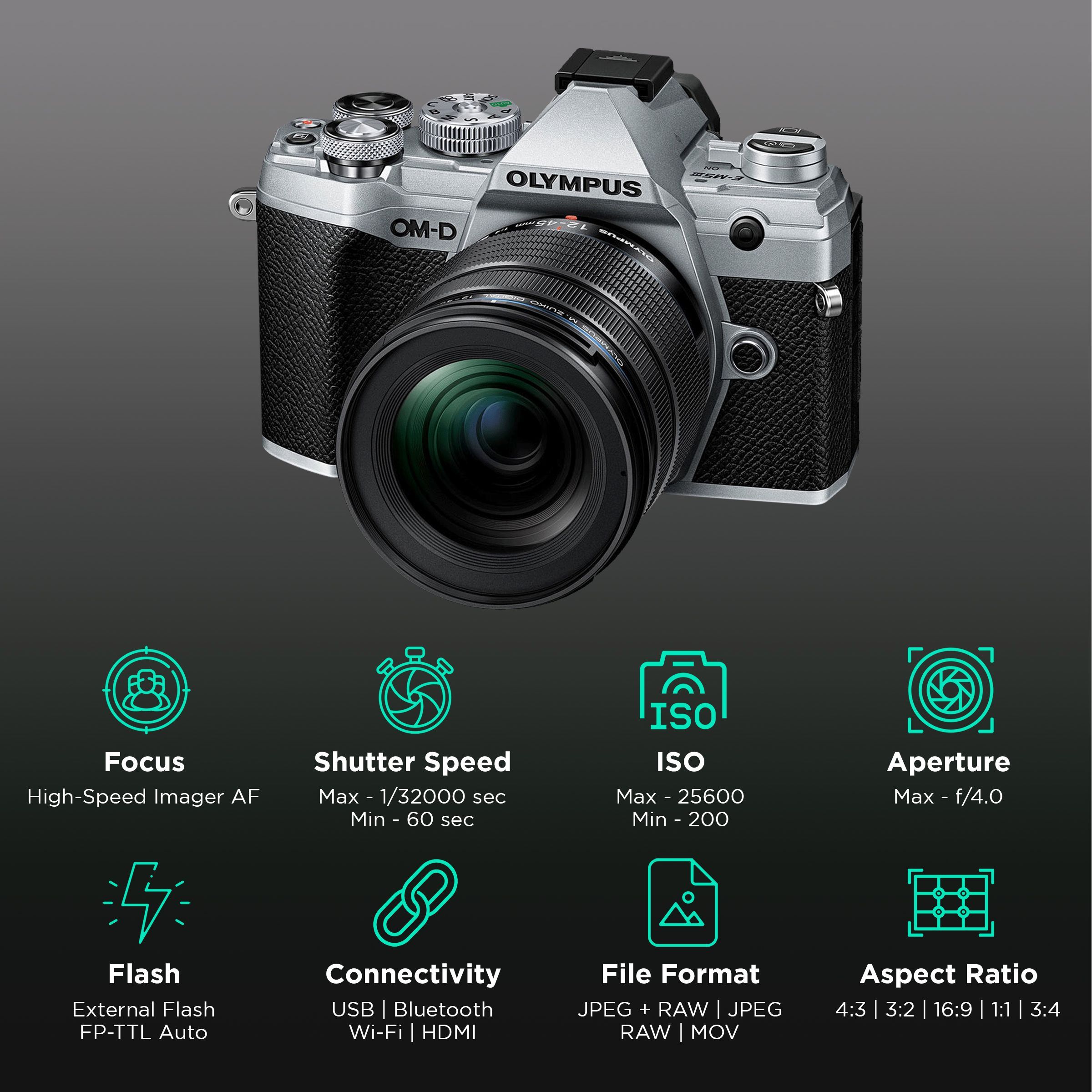 OLYMPUS OM-D E-M5 Mark III 20.4MP Mirrorless Camera (12-45 mm Lens, 17.4 x 13.0 mm Sensor, Built-in 5-Axis Sensor) OLYMPUS OM-D E-M5 Mark III 20.4MP Mirrorless Camera (12-45 mm Lens, 17.4 x 13.0 mm Sensor, Built-in 5-Axis Sensor)_3