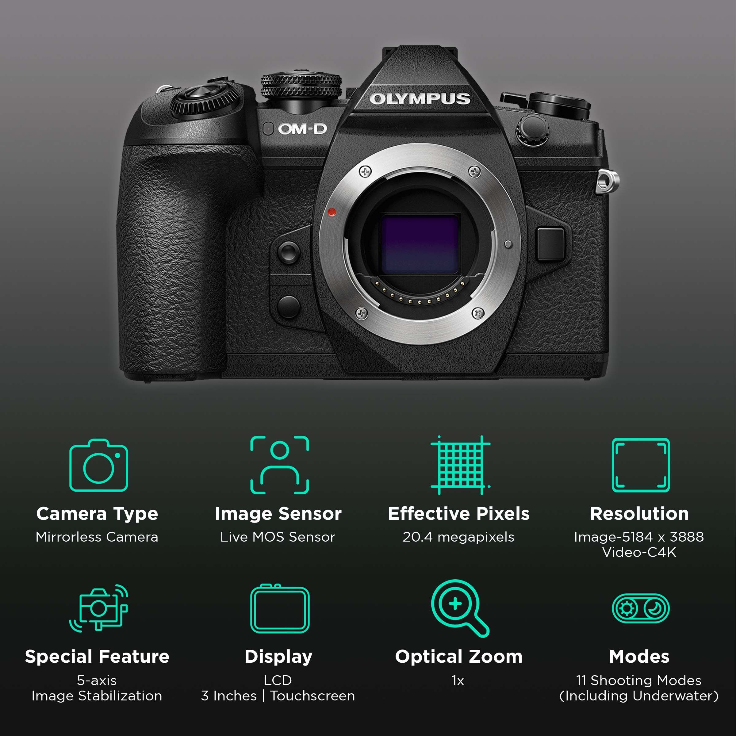 OLYMPUS OM-D E-M1 Mark II 20.4MP Mirrorless Camera (Body Only, 17.4 x 13.0 mm Sensor, 121 Point AF System) OLYMPUS OM-D E-M1 Mark II 20.4MP Mirrorless Camera (Body Only, 17.4 x 13.0 mm Sensor, 121 Point AF System)_2