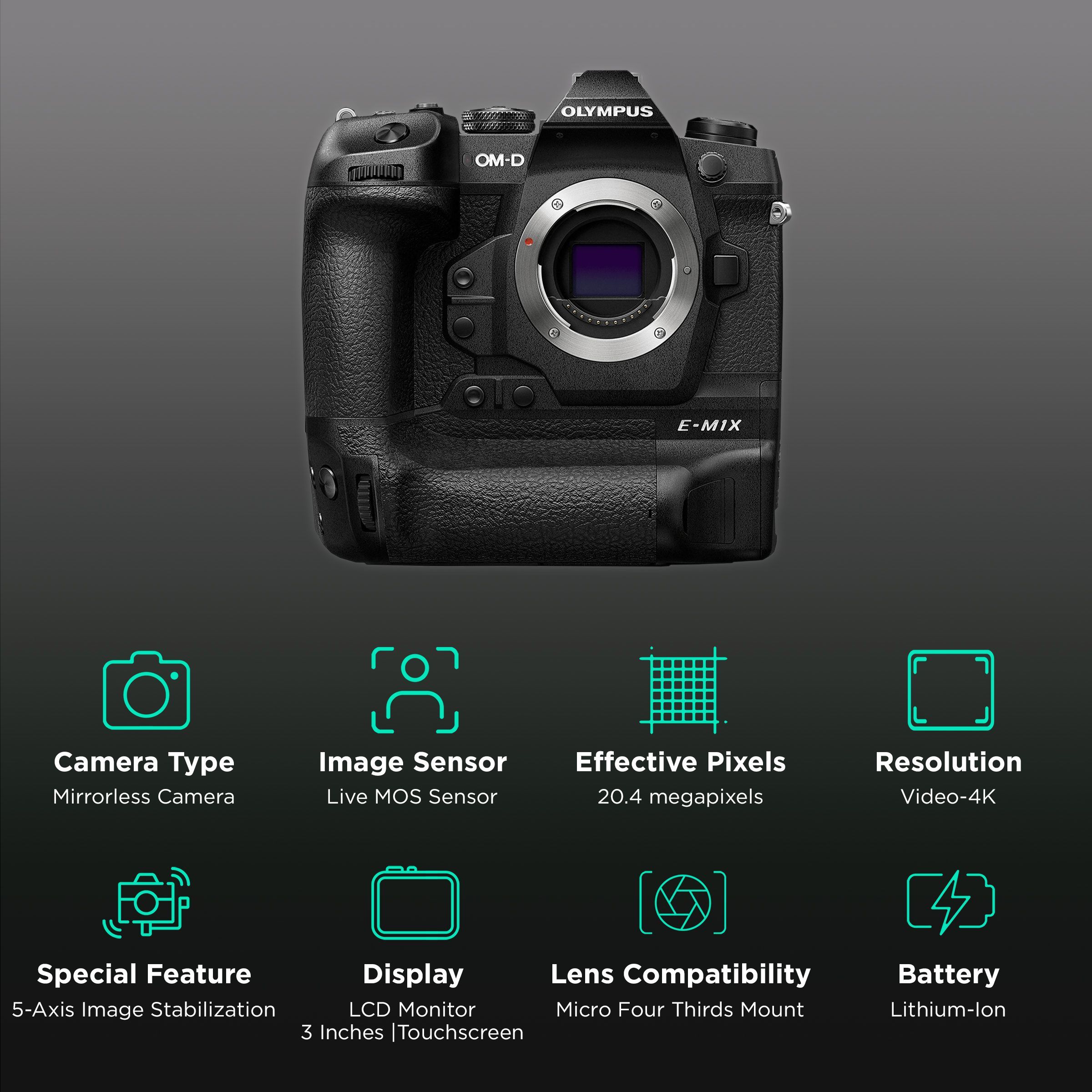 OLYMPUS OM-D E-M1X 20.4MP Mirrorless Camera (Body Only, 17.3 x 13 mm Sensor, Vari-Angle Touch Screen LCD)_2