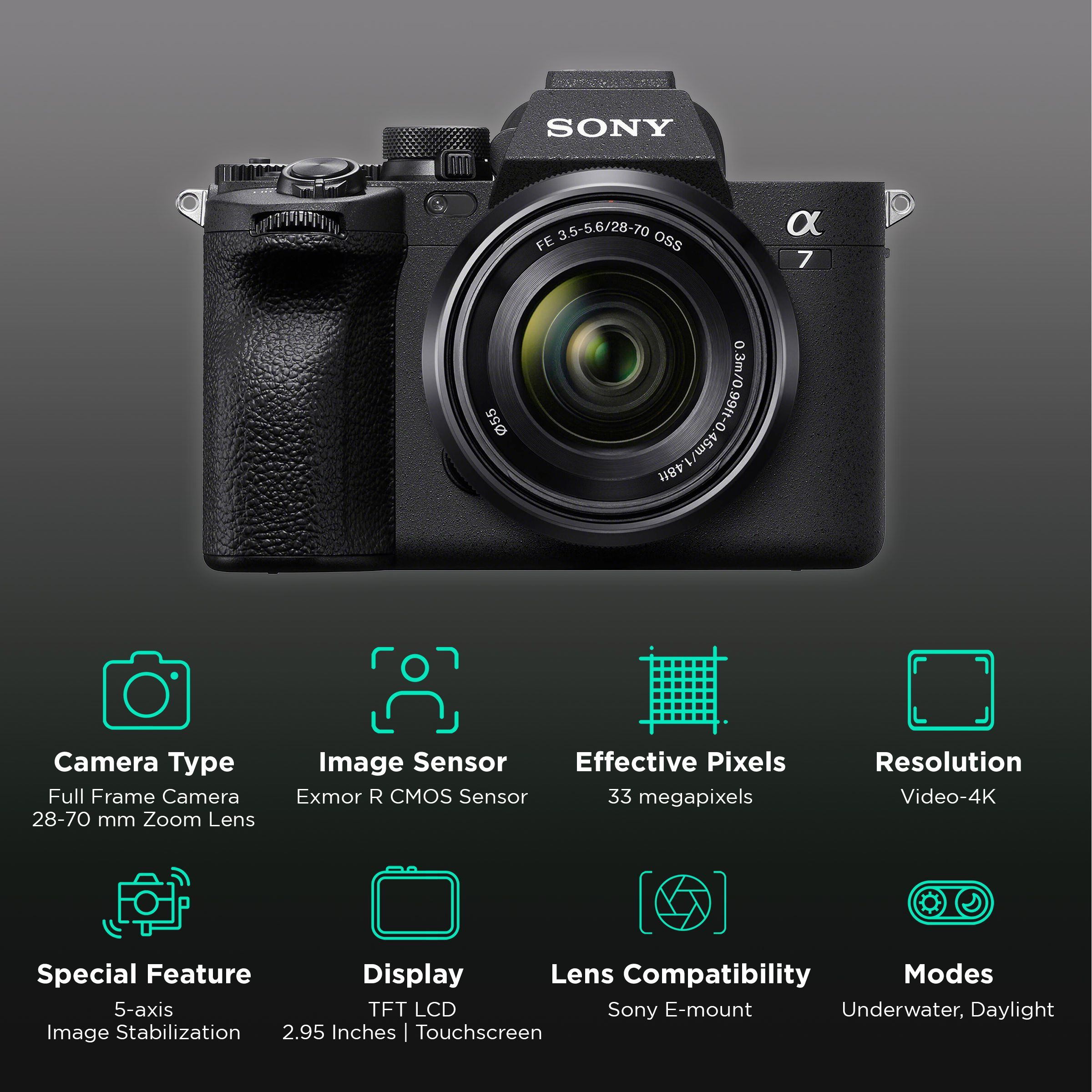 SONY Alpha 7 IV 33MP Full Frame Camera (28-70 mm Lens, 35.9 x 23.9 mm Sensor, Real-Time Eye Auto Focus) SONY Alpha 7 IV 33MP Full Frame Camera (28-70 mm Lens, 35.9 x 23.9 mm Sensor, Real-Time Eye Auto Focus)_2