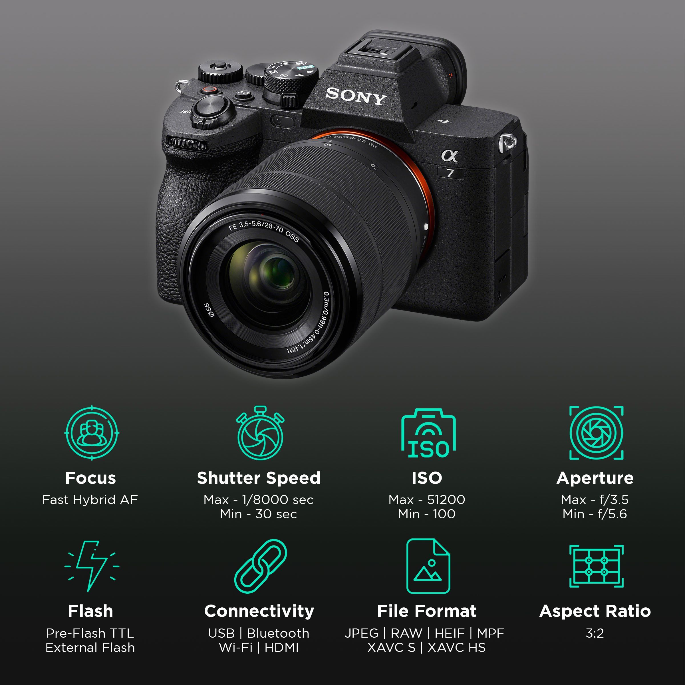 SONY Alpha 7 IV 33MP Full Frame Camera (28-70 mm Lens, 35.9 x 23.9 mm Sensor, Real-Time Eye Auto Focus) SONY Alpha 7 IV 33MP Full Frame Camera (28-70 mm Lens, 35.9 x 23.9 mm Sensor, Real-Time Eye Auto Focus)_3