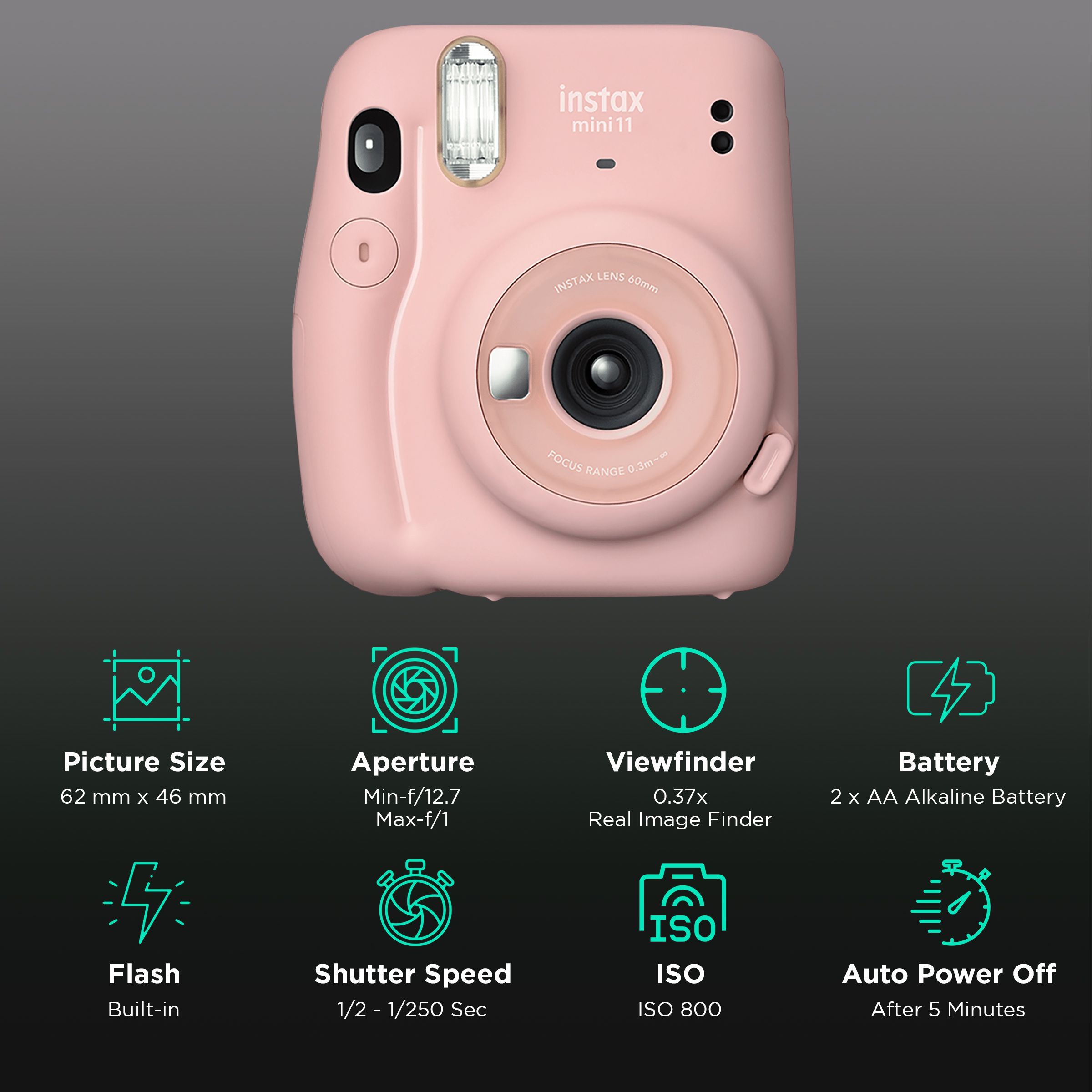 FUJIFILM Instax Mini 11 Starter Kit Instant Camera with 10 Instant Films (Blush Pink) FUJIFILM Instax Mini 11 Starter Kit Instant Camera with 10 Instant Films (Blush Pink)_2