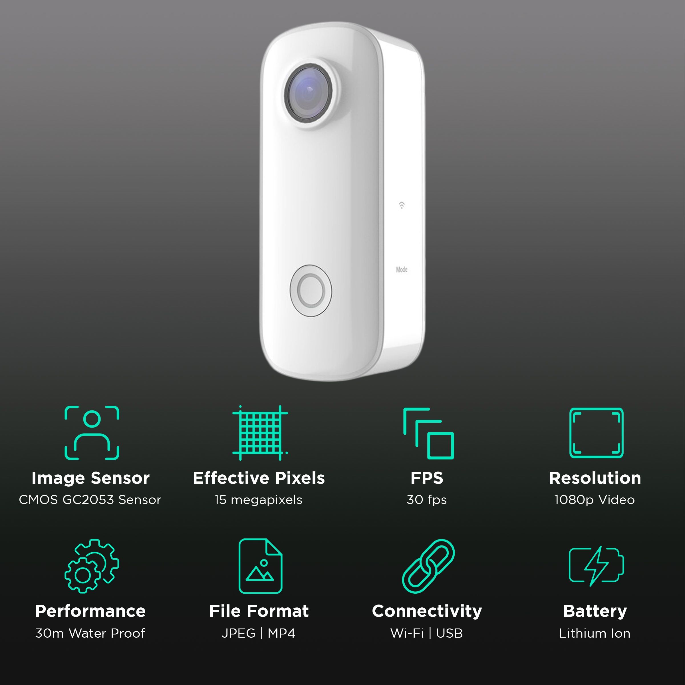 SJCAM C100 Full HD and 15MP 30 FPS Waterproof Action Camera with Magnetic Body (White)_2