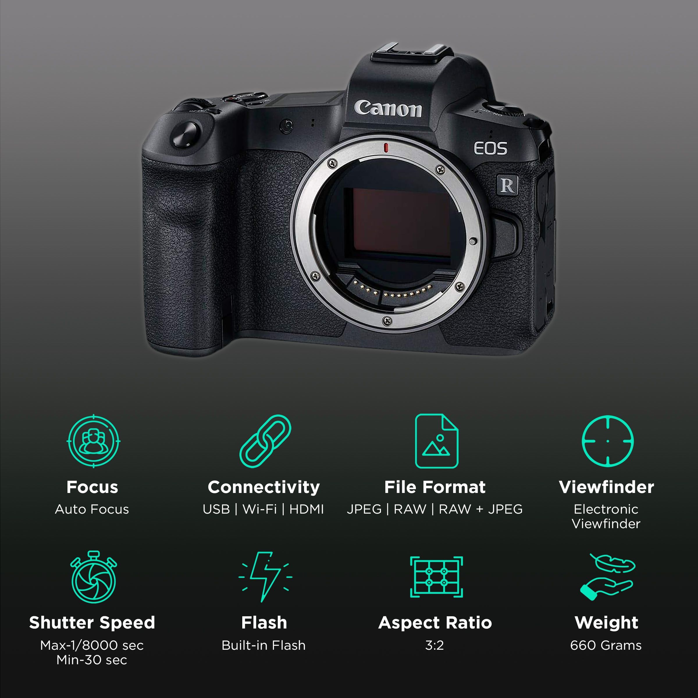 Canon EOS R 30.3MP Mirrorless Camera (Body Only, 36 x 24 mm Sensor, Vari-Angle Touch Screen LCD) Canon EOS R 30.3MP Mirrorless Camera (Body Only, 36 x 24 mm Sensor, Vari-Angle Touch Screen LCD)_3