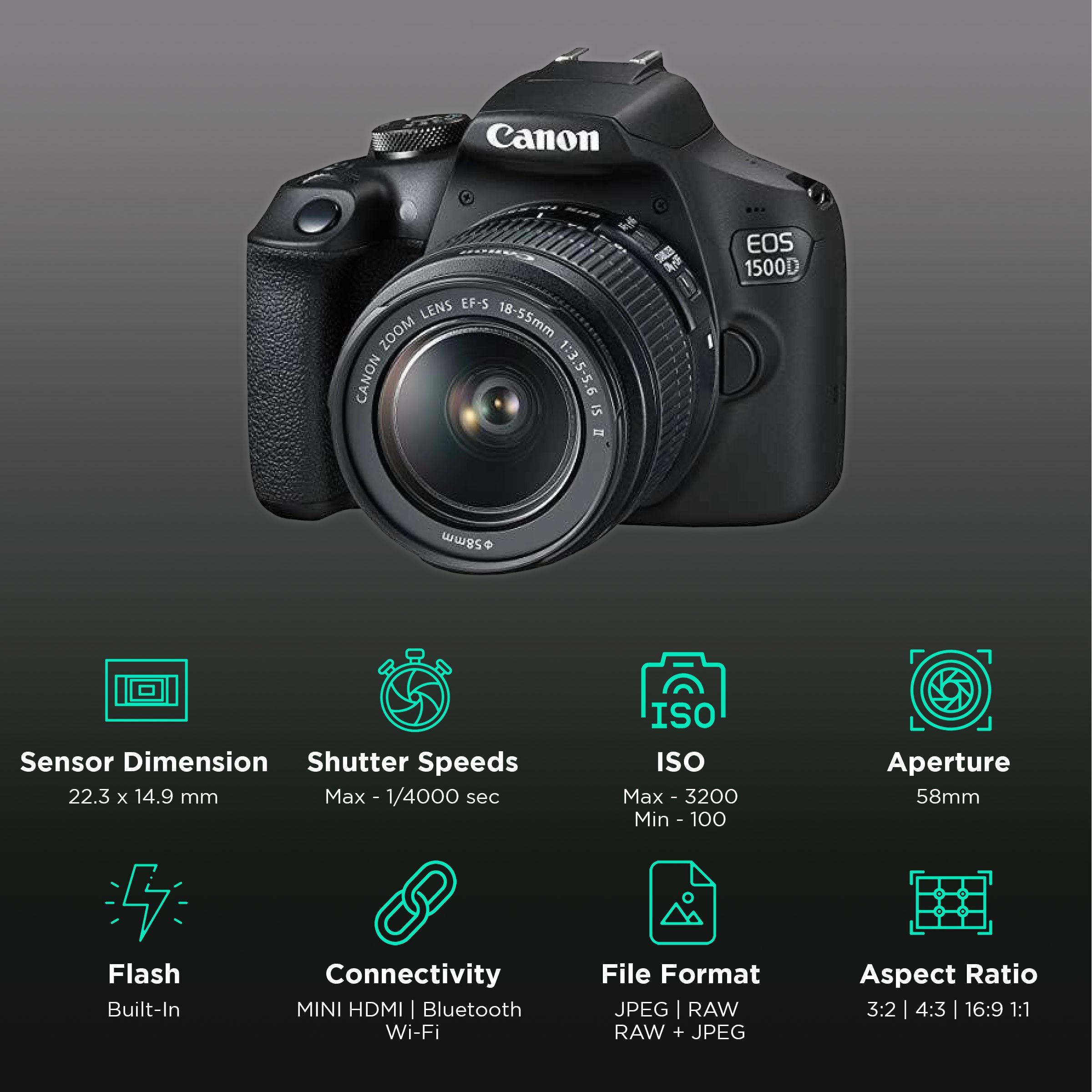 Canon EOS 1500D 24.1MP DSLR Camera (18-55 mm Lens, 22.3 x 14.9 mm Sensor, Optical Image Stabilization)_3