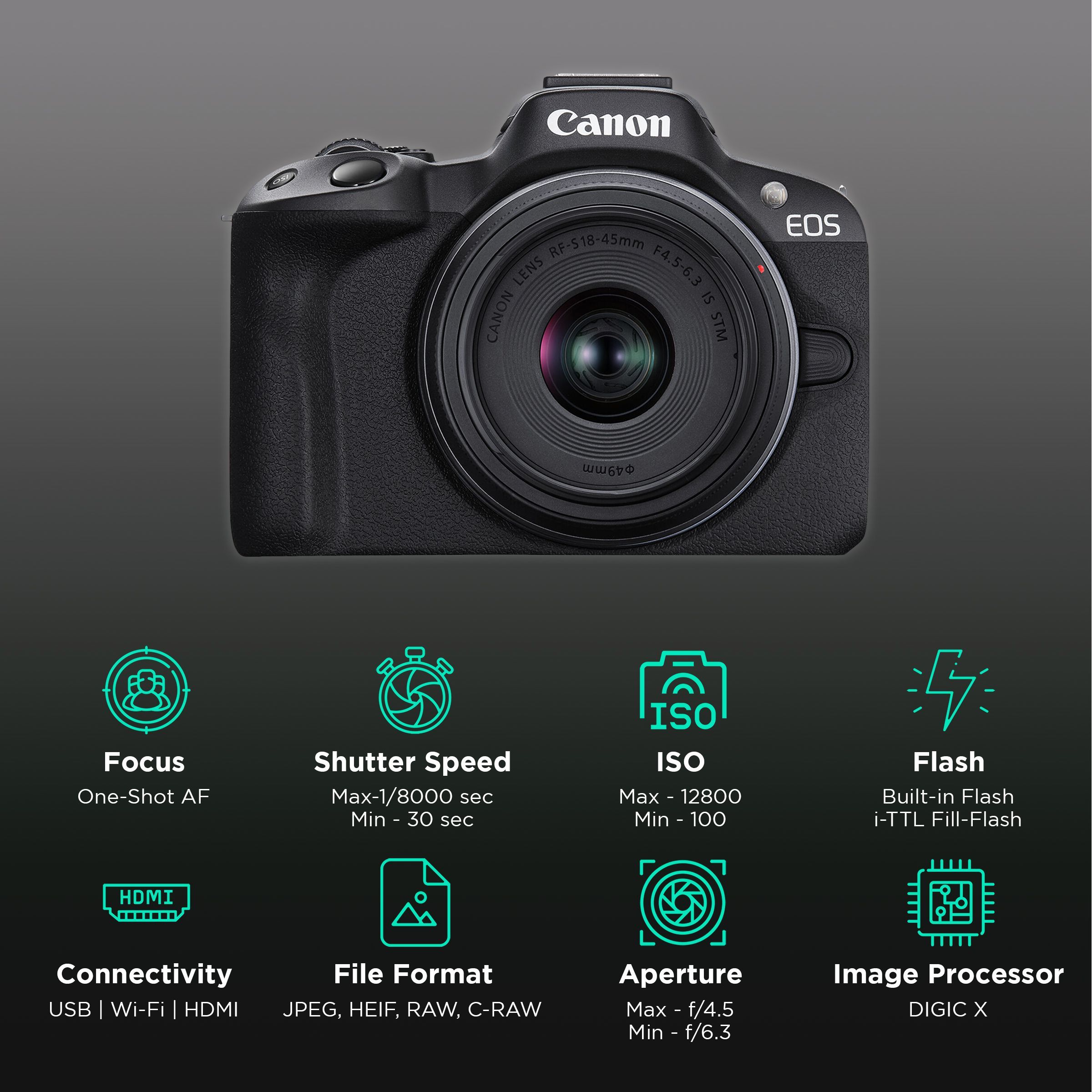 Canon EOS R50 24.2MP Mirrorless Camera (18-45 mm Lens, 5-Axis Electronic Image Stabilization) Canon EOS R50 24.2MP Mirrorless Camera (18-45 mm Lens, 5-Axis Electronic Image Stabilization)_2