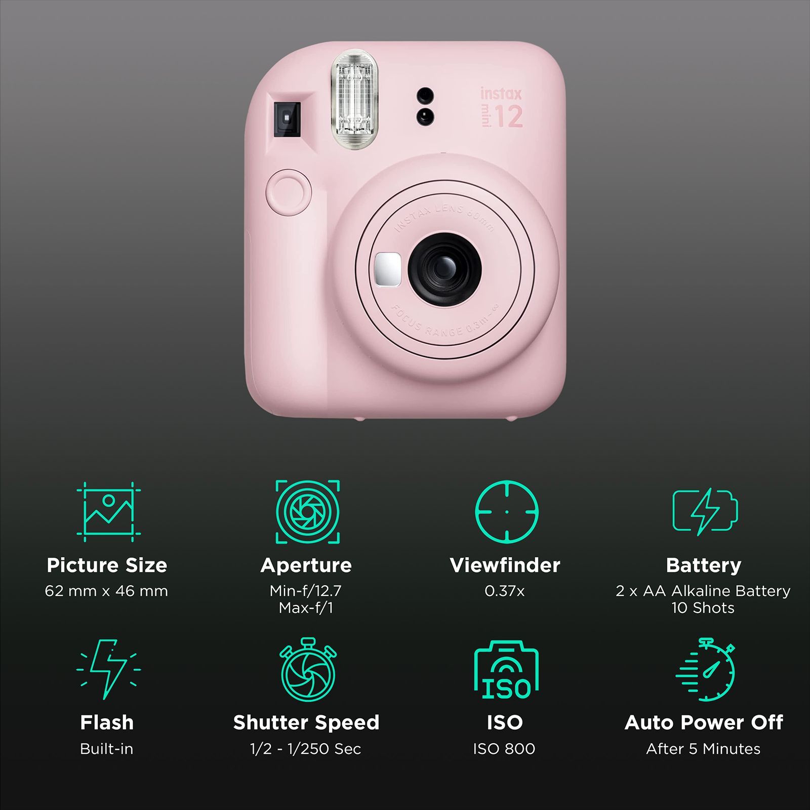 FUJIFILM Instax Mini 12 Instant Camera (Blossom Pink) FUJIFILM Instax Mini 12 Instant Camera (Blossom Pink)_2