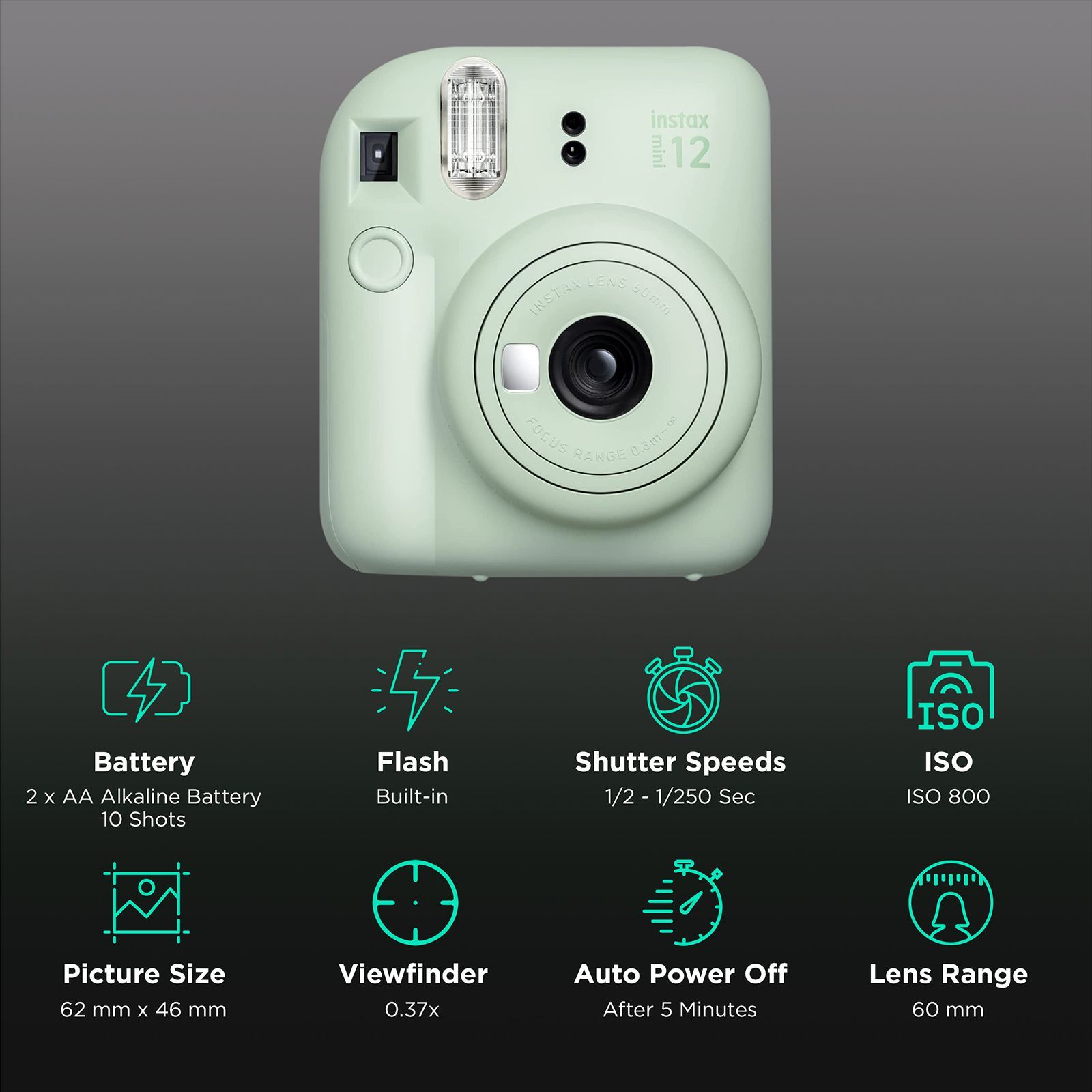 FUJIFILM Instax Mini 12 Instant Camera (Mint Green)_2