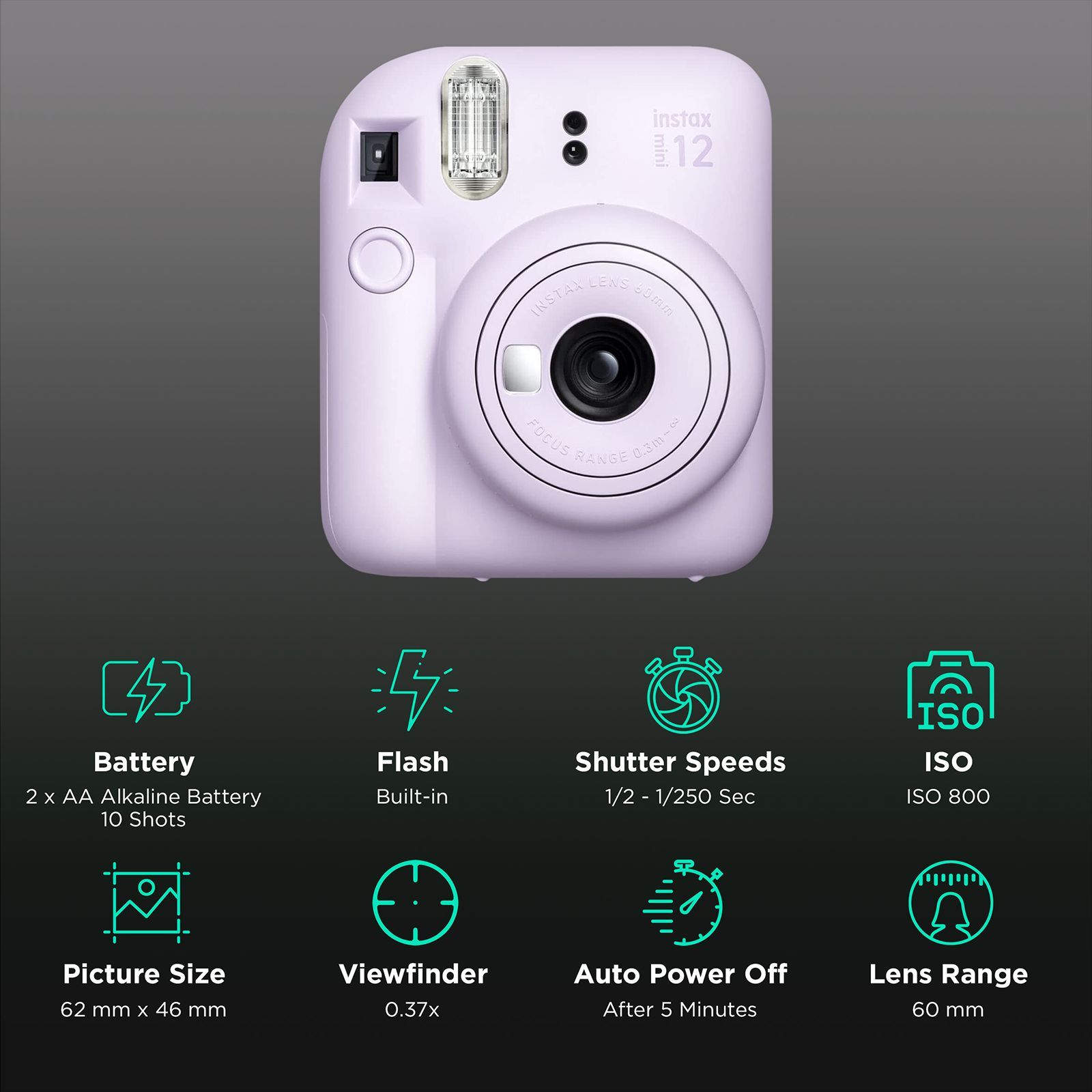 FUJIFILM Instax Mini 12 Instant Camera (Lilac Purple) FUJIFILM Instax Mini 12 Instant Camera (Lilac Purple)_2