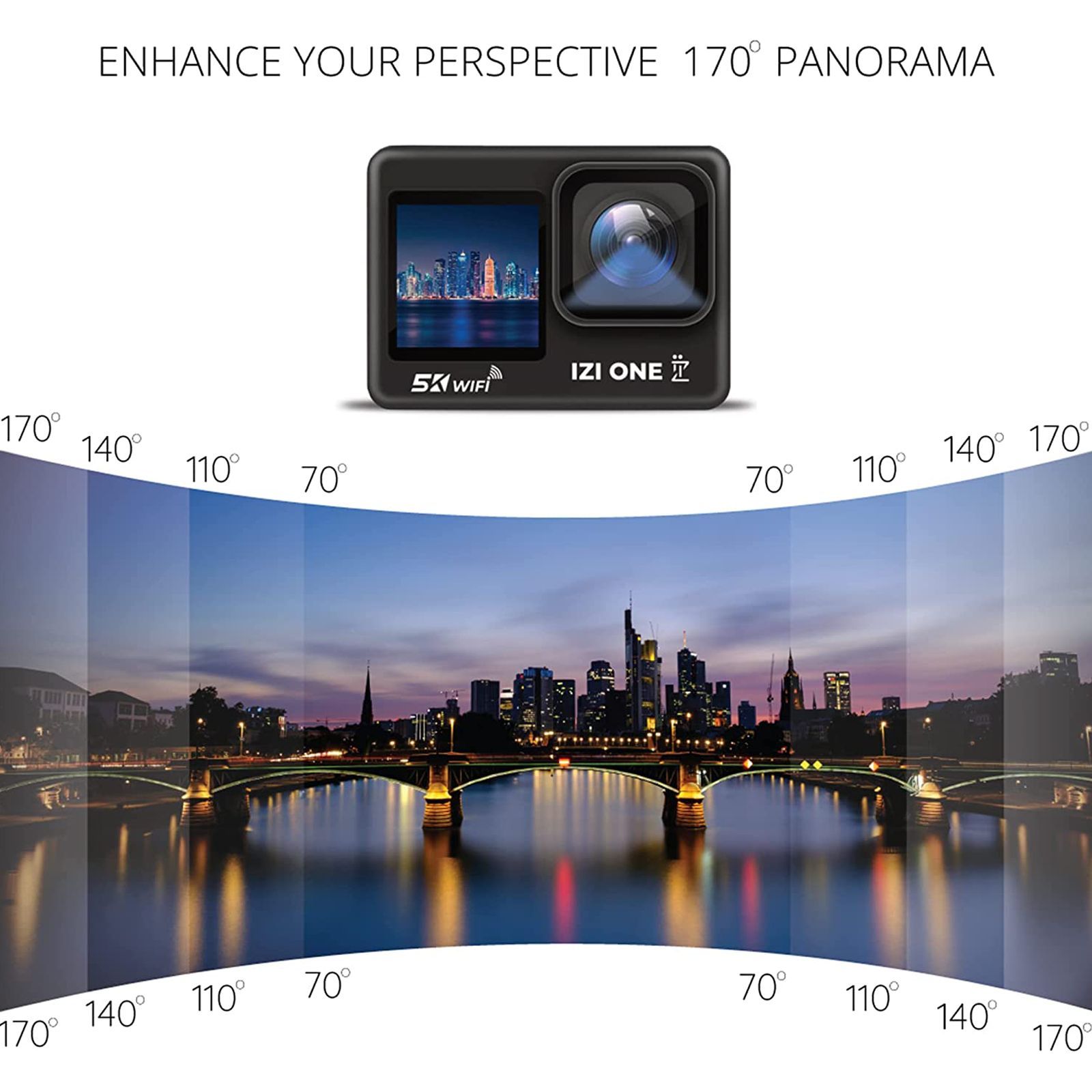 IZI ONE 5K and 48MP 30 FPS Waterproof Sports Action Camera with Dual Touch Screen (Black)_5