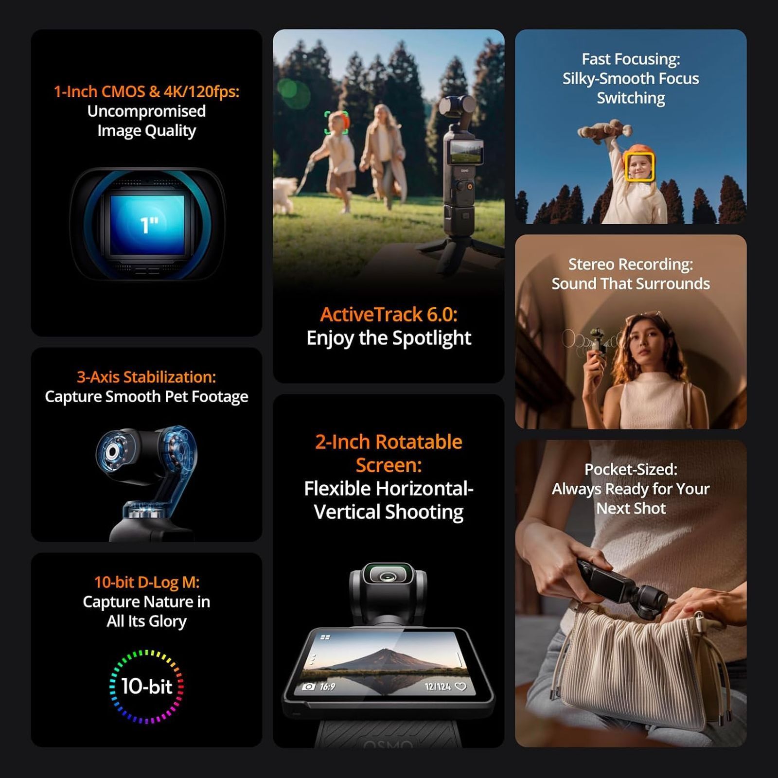 DJI Osmo Pocket 3 4K and 9.4MP 120 FPS Digital Vlogging Camera with Three Axis Stabilization (Black) DJI Osmo Pocket 3 4K and 9.4MP 120 FPS Digital Vlogging Camera with Three Axis Stabilization (Black)_15