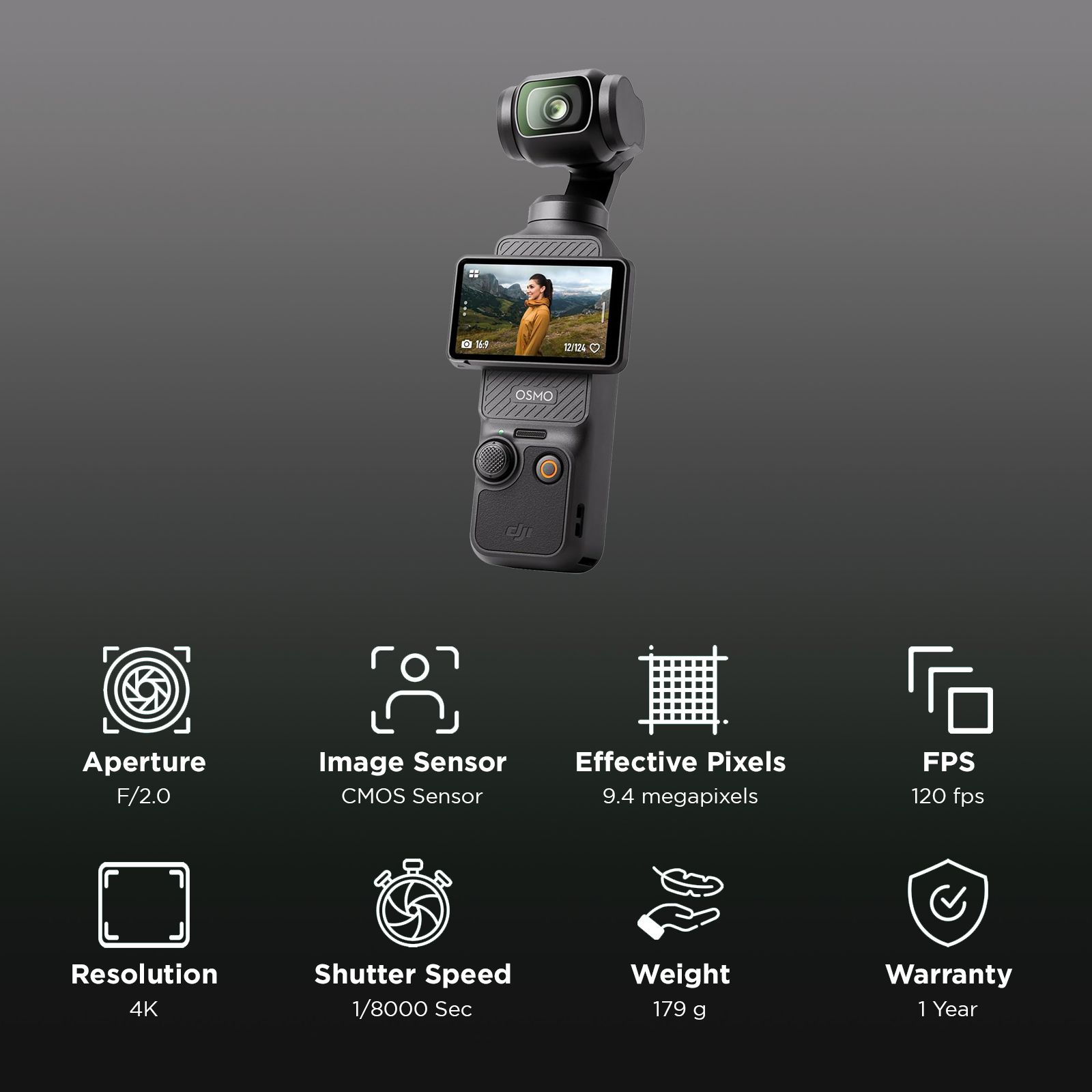 DJI Osmo Pocket 3 4K and 9.4MP 120 FPS Digital Vlogging Camera with Three Axis Stabilization (Black) DJI Osmo Pocket 3 4K and 9.4MP 120 FPS Digital Vlogging Camera with Three Axis Stabilization (Black)_2