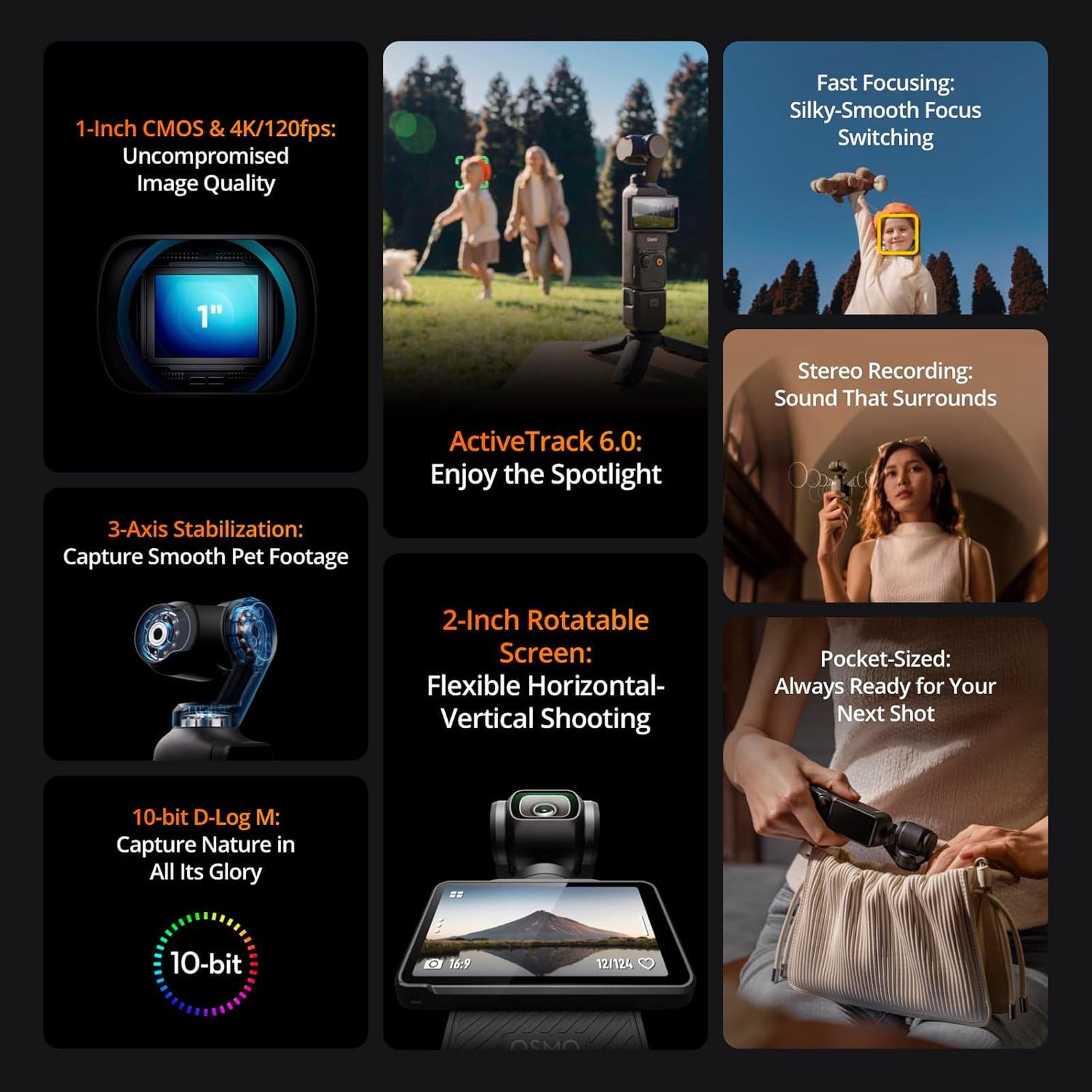 DJI Osmo Pocket 3 Creator Combo 4K and 9.4MP 120 FPS Digital Vlogging Camera with ActiveTrack 6.0 (Black) DJI Osmo Pocket 3 Creator Combo 4K and 9.4MP 120 FPS Digital Vlogging Camera with ActiveTrack 6.0 (Black)_11