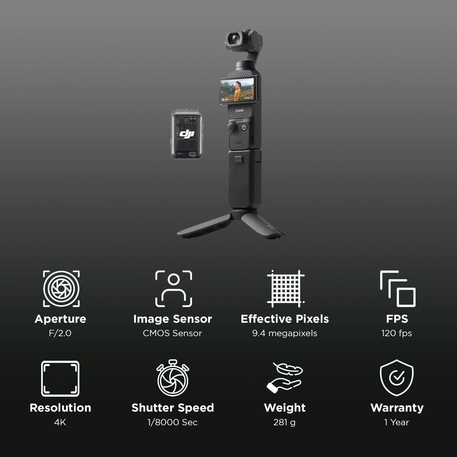 DJI Osmo Pocket 3 Creator Combo 4K and 9.4MP 120 FPS Digital Vlogging Camera with ActiveTrack 6.0 (Black) DJI Osmo Pocket 3 Creator Combo 4K and 9.4MP 120 FPS Digital Vlogging Camera with ActiveTrack 6.0 (Black)_2