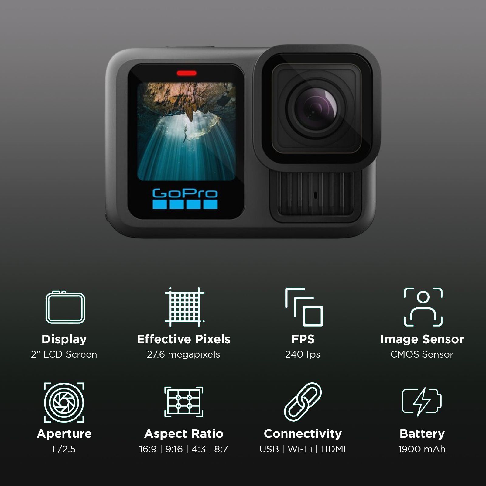 GoPro HERO13 Creator Edition 5.3K and 27.6MP 240 FPS Waterproof Sports Action Camera with CMOS Sensor (Black) GoPro HERO13 Creator Edition 5.3K and 27.6MP 240 FPS Waterproof Sports Action Camera with CMOS Sensor (Black)_2