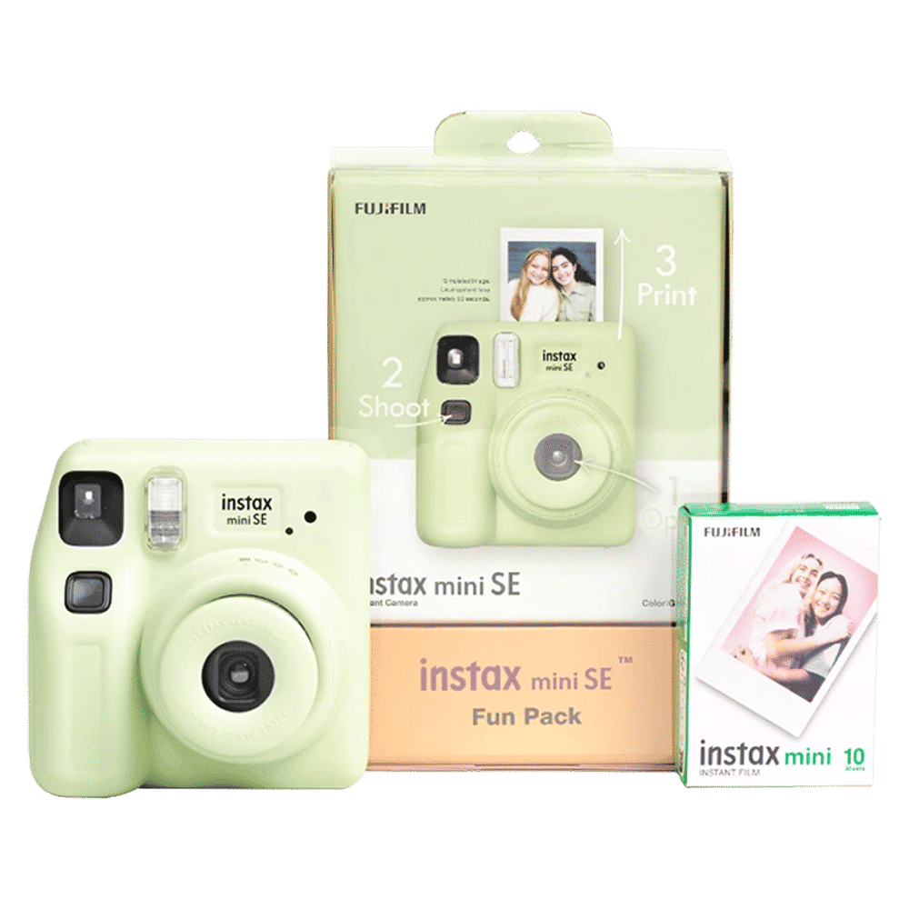 FUJIFILM Instax Mini SE Fun Pack Instant Camera with 10 Shots (Green)_1