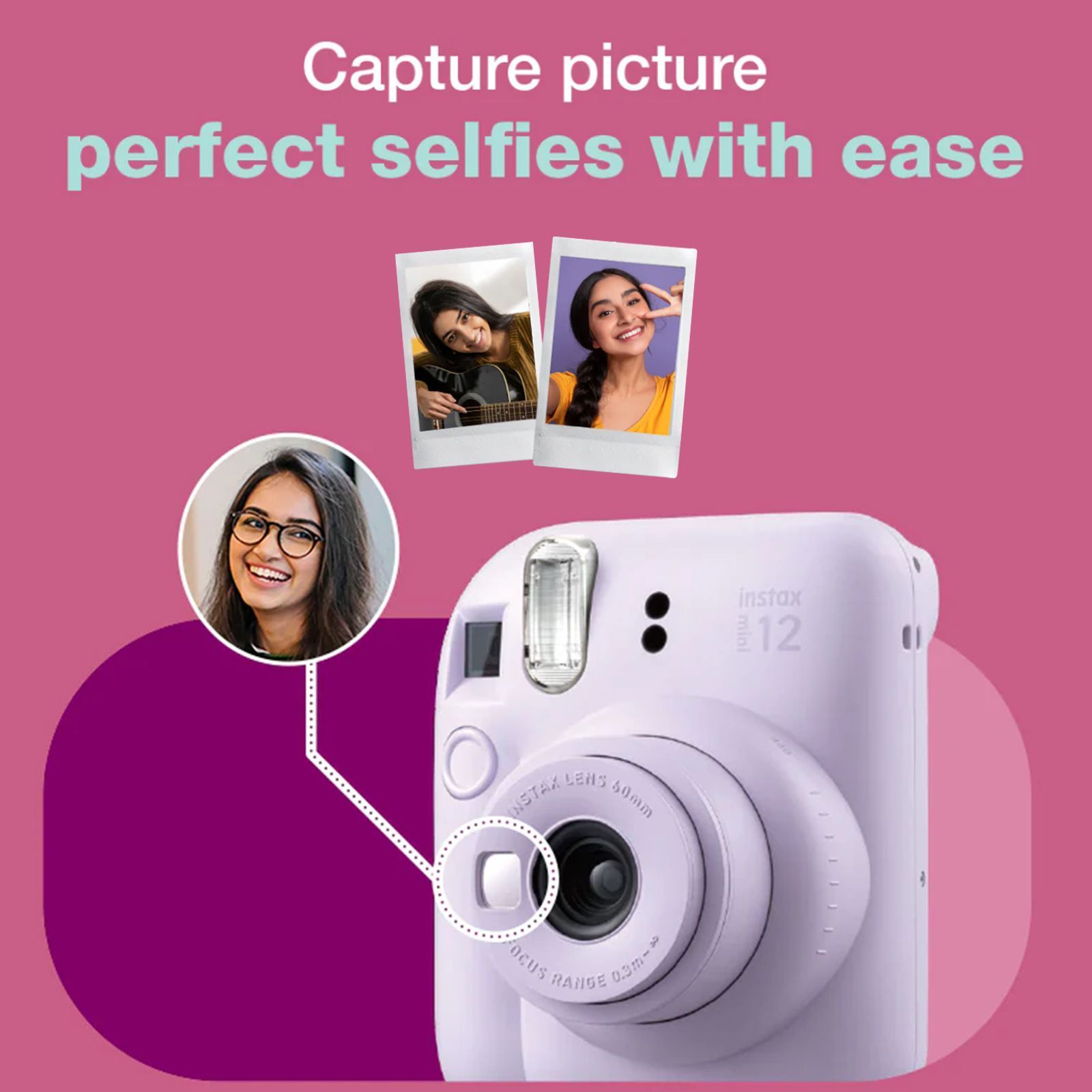 FUJIFILM Instax Mini 12 Delight Box Instant Camera with 10 Shots (Blossom Pink)_9