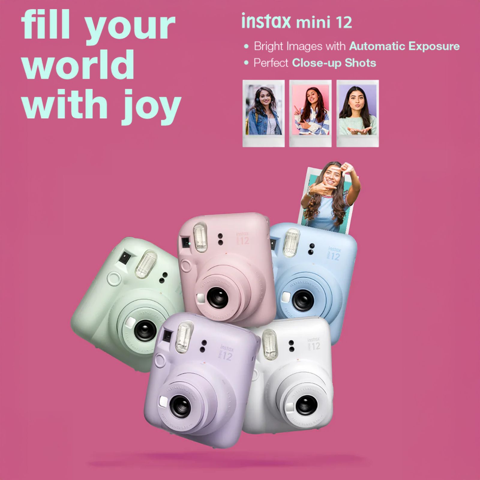 FUJIFILM Instax Mini 12 Delight Box Instant Camera with 10 Shots (Blossom Pink)_11