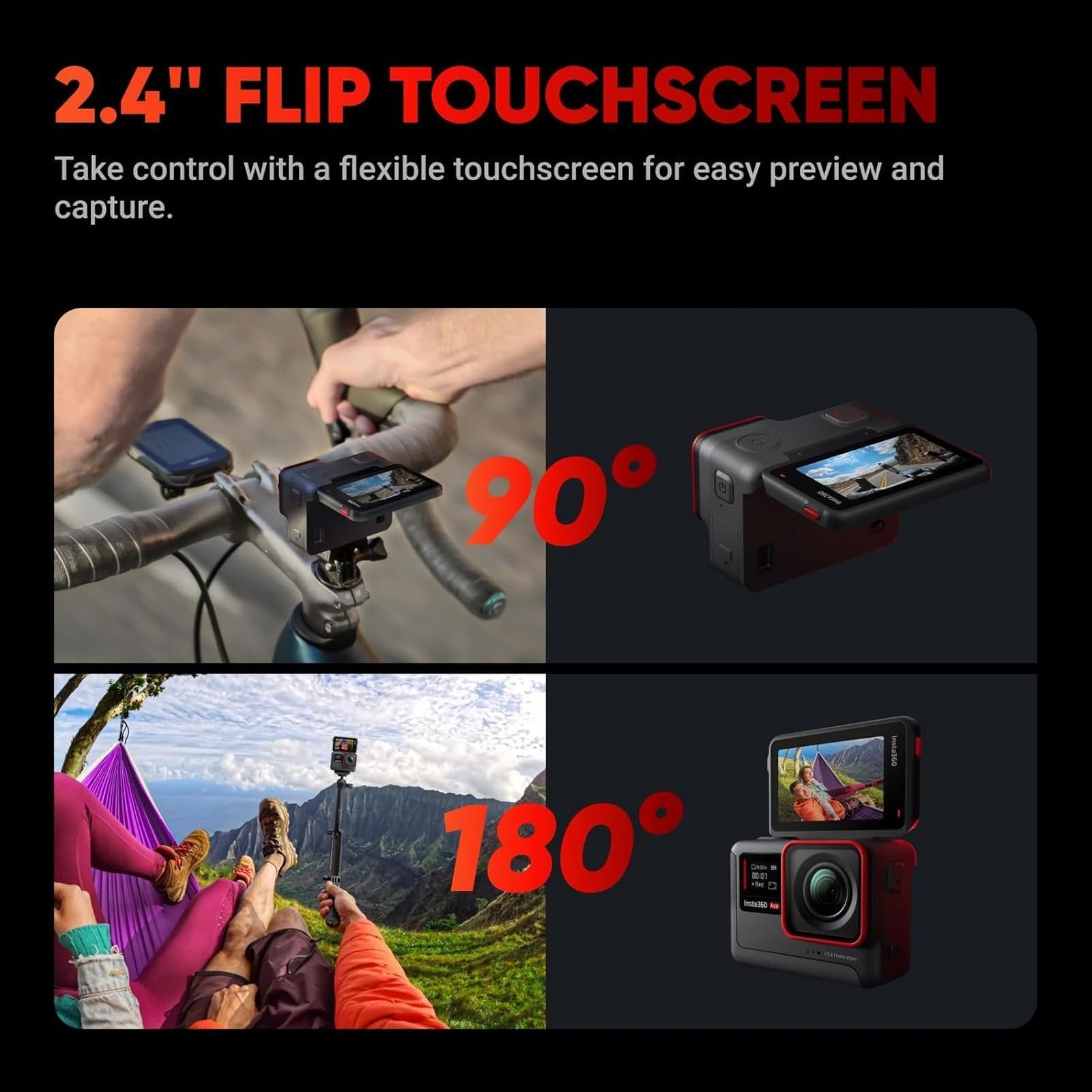 Insta360 Ace 4K and 48MP 120 FPS Waterproof Action Camera with Flip Touchscreen (Black)_10