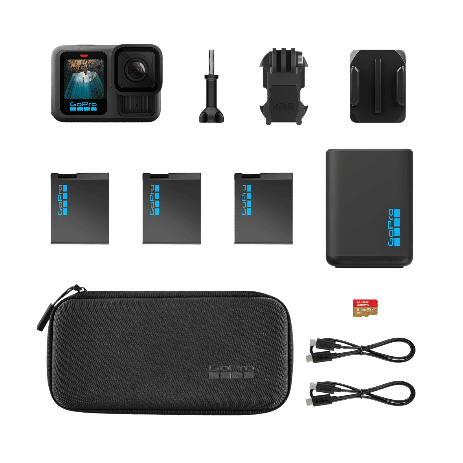 GoPro HERO13 Power Bundle 5.3K and 27MP 400 FPS Waterproof Action Camera with HyperSmooth Video Stabilization (Black)_1