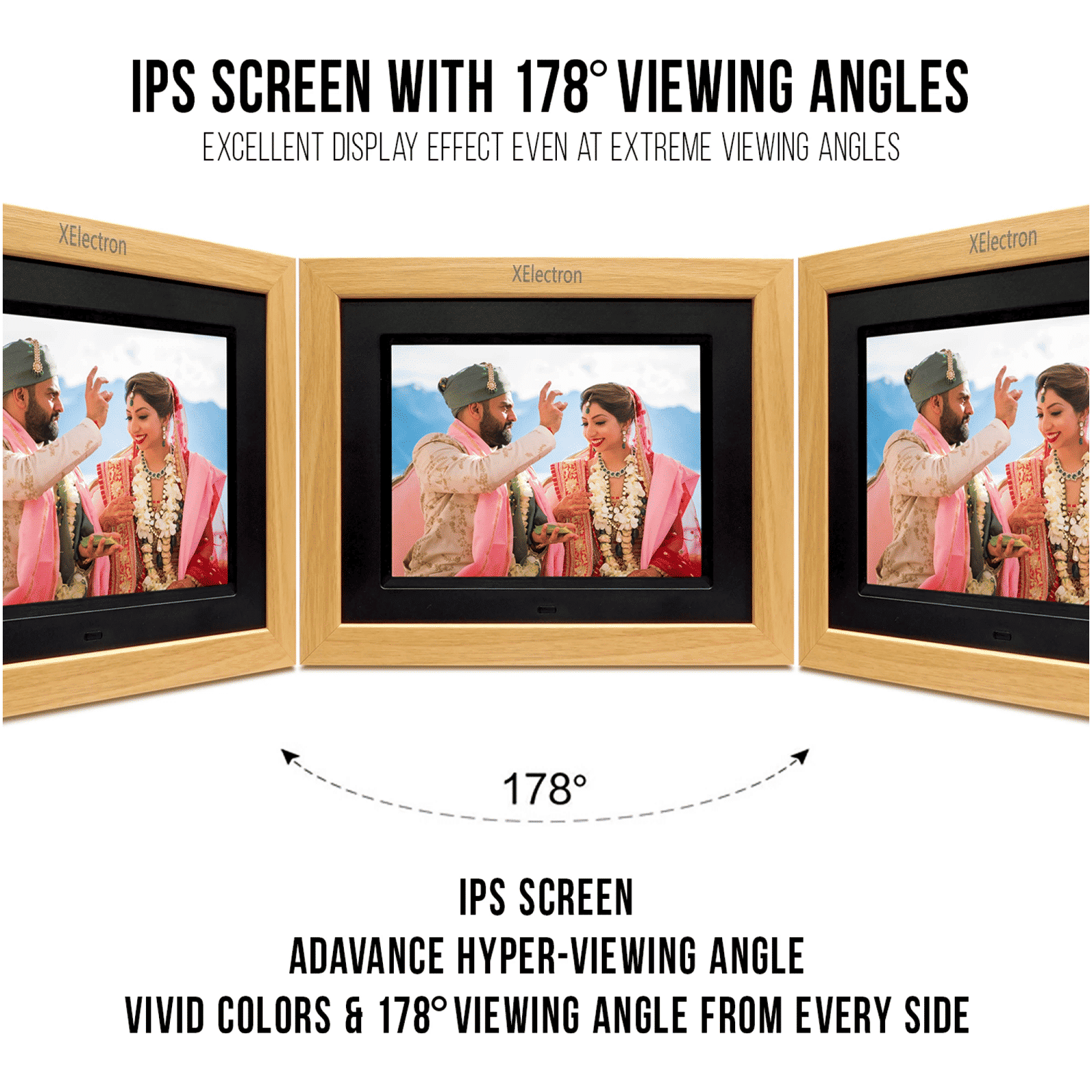 XElectron 20.32cm (8 Inches) Digital Photo Frame (IPS Display, DPF805Wi, Wooden and Black)_4