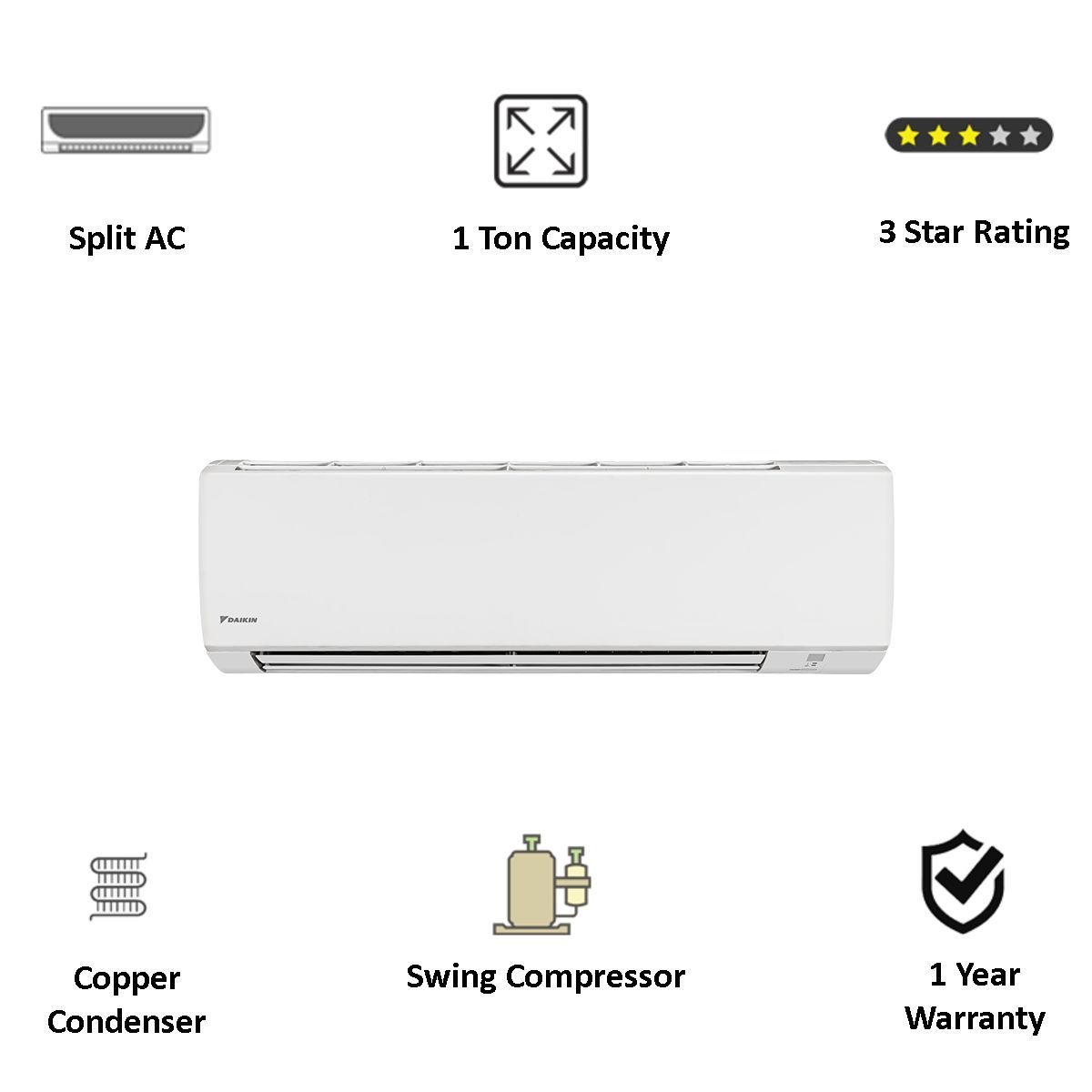 DAIKIN 1 Ton 3 Star Inverter Split AC (2018 Model, Copper Condenser, Dust Filter, ATKL35TVPACK)_4