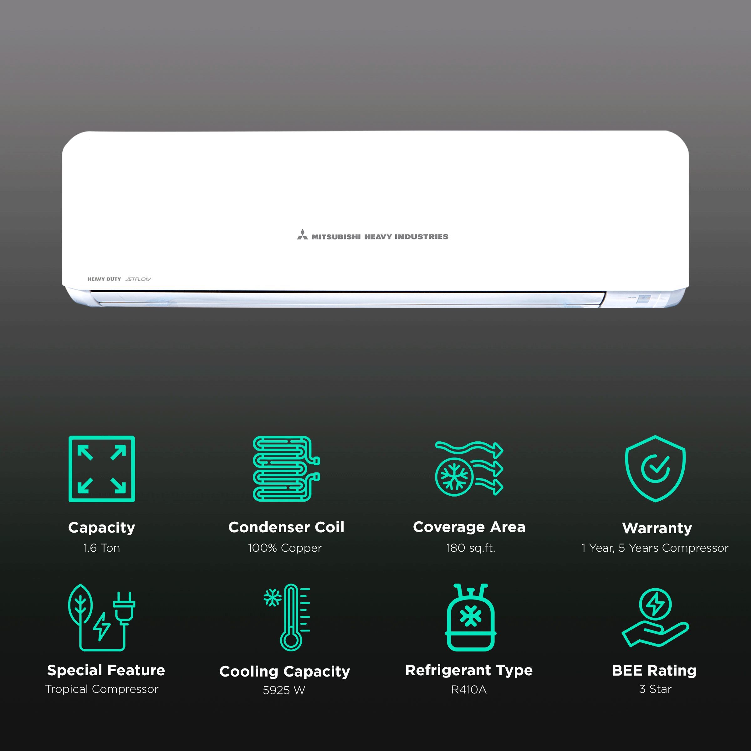 MITSUBISHI HEAVY 1.6 Ton 3 Star Split AC (Copper Condenser, Natural Enzyme Filter, SRK20CSS-S6)_2