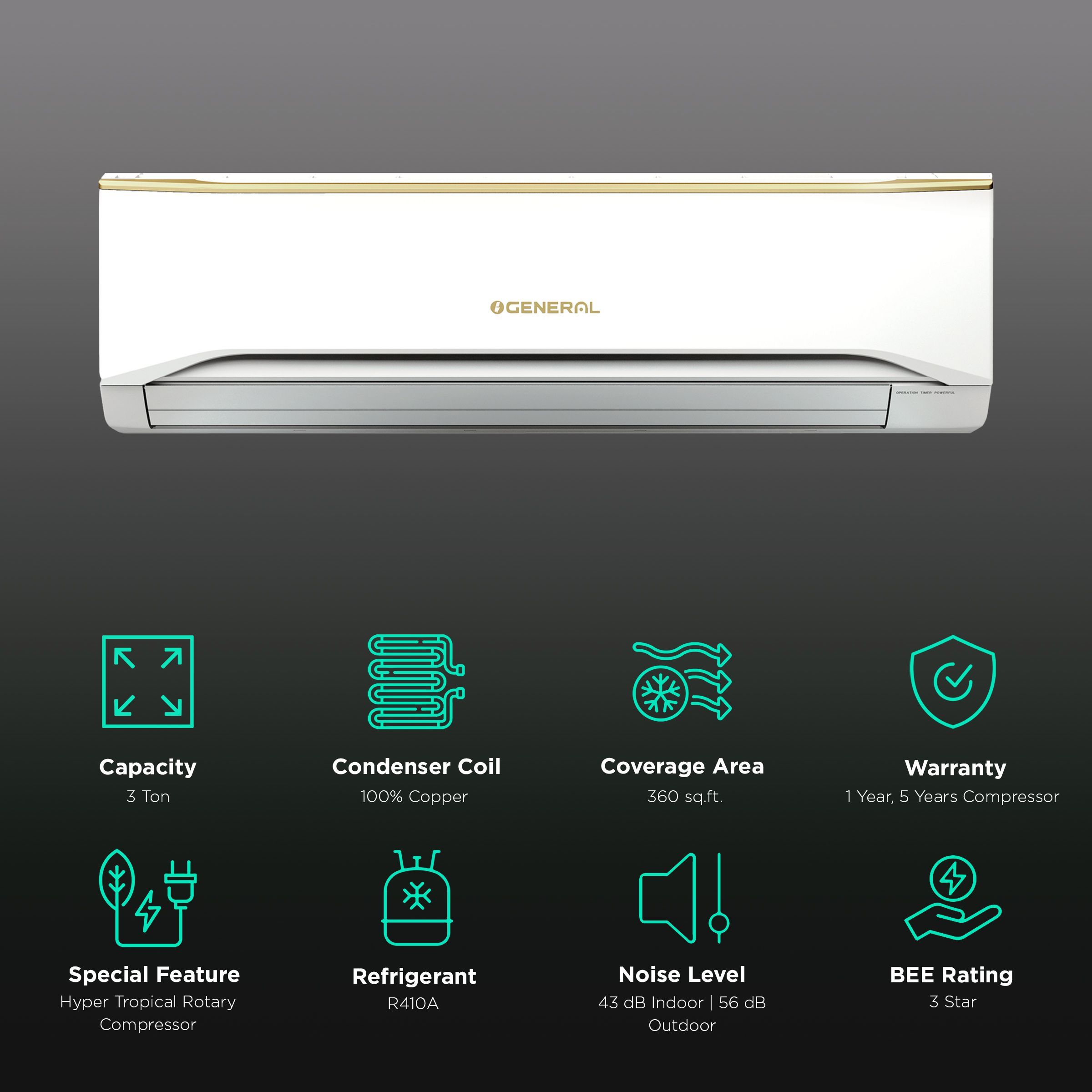 O GENERAL 3 Ton 3 Star Split AC (Copper Condenser, ASGA36FUTC) O GENERAL 3 Ton 3 Star Split AC (Copper Condenser, ASGA36FUTC)_2