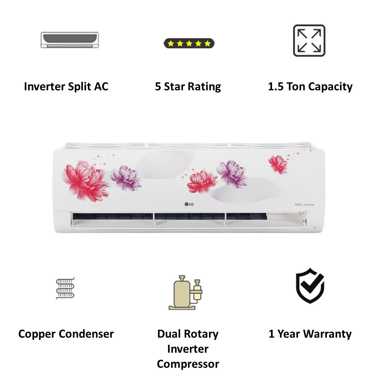 LG 5 in 1 Convertible 1.5 Ton 5 Star Dual Inverter Split AC with Dust Filter (Copper Condenser, MS-Q18FNZD)_5
