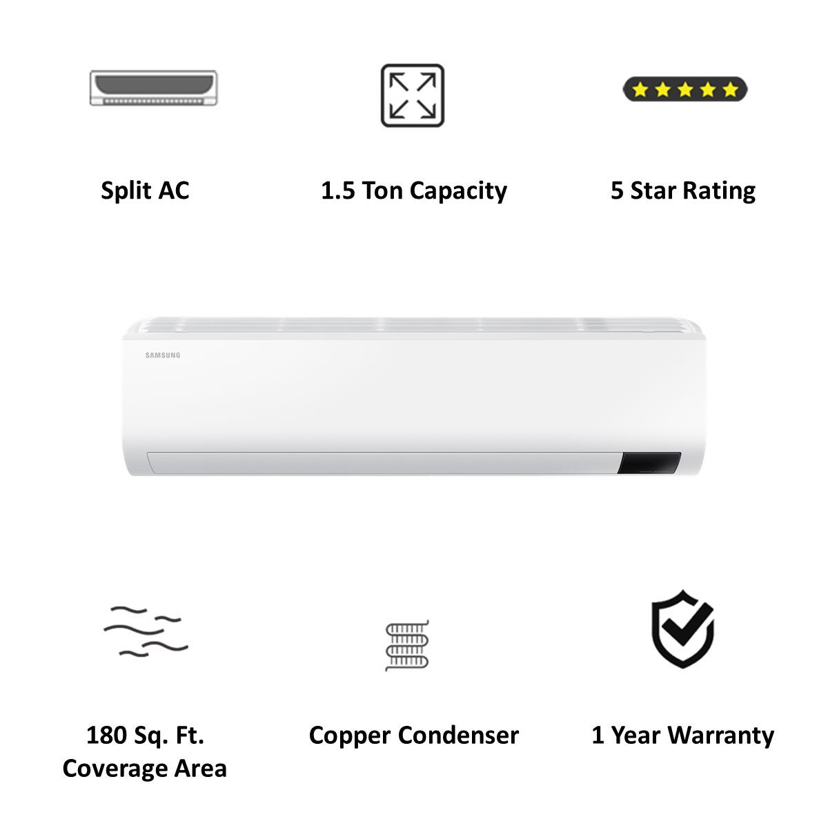 SAMSUNG 5 in 1 Convertible 1.5 Ton 5 Star Inverter Split AC (Copper Condenser, AR18AY5ZAWK)_5