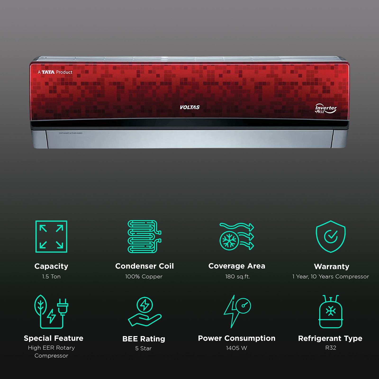 VOLTAS 1.5 Ton 5 Star Inverter Split AC (Copper Condenser, Anti Bacterial Filter, ZZY-IMR)_2