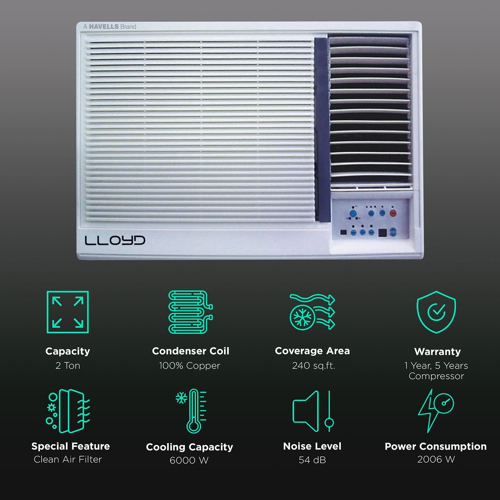 LLOYD 2 Ton 3 Star Window AC (Copper Condenser, Clean Air Filter, GLW24B30MD)_2