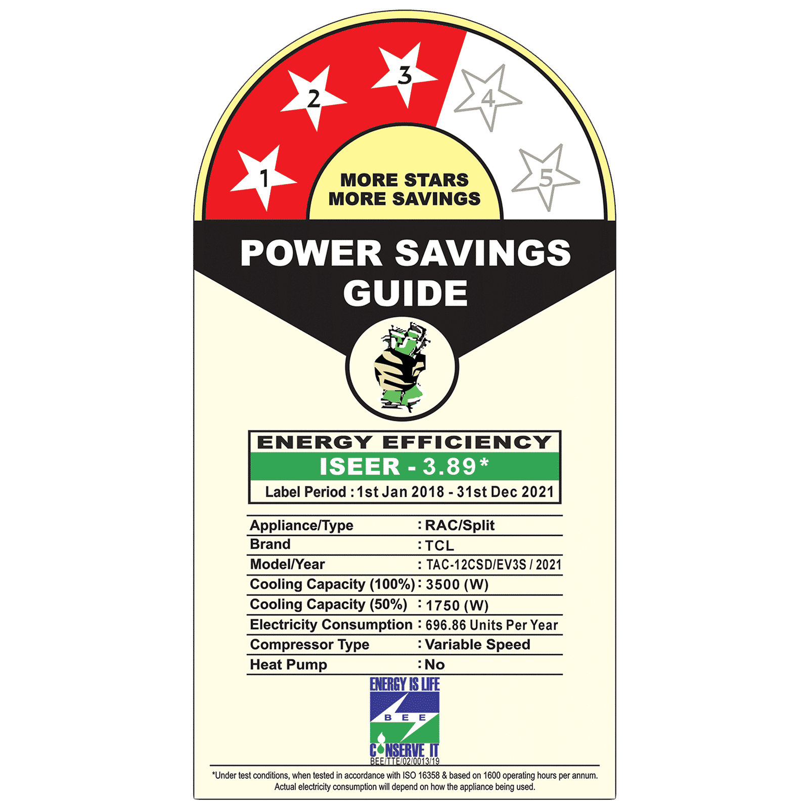 TCL Elite 1 Ton 3 Star Inverter Split AC (2021 Model, Copper Condenser, Vitamin C Filter, 12CSD/EV)_2