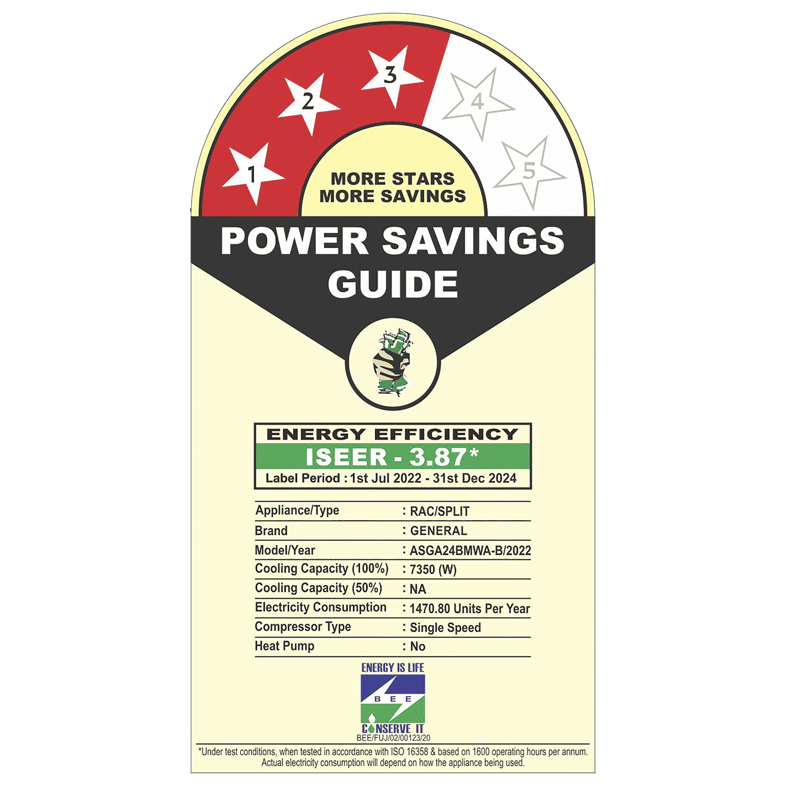 O GENERAL BMW Series 2.1 Ton 3 Star Fixed Speed Split AC (Copper Condenser, Mildew Resistant Filter, ASGA24BMWA-B)_3