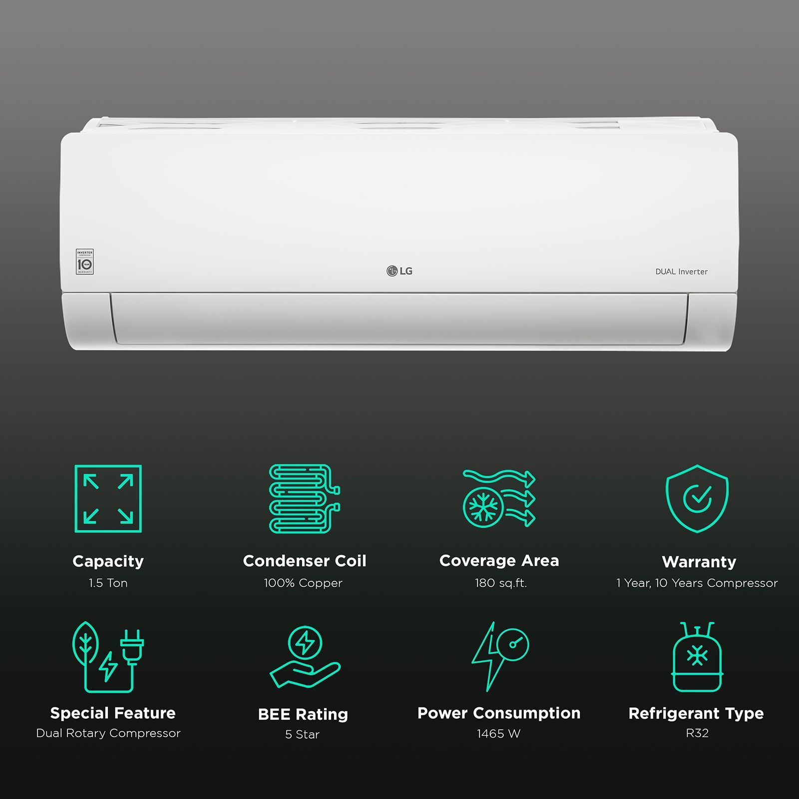 LG 4 in 1 Convertible 1.5 Ton 5 Star Dual Inverter Split AC (Copper Condenser, MS-NQ18ENZA1)_2
