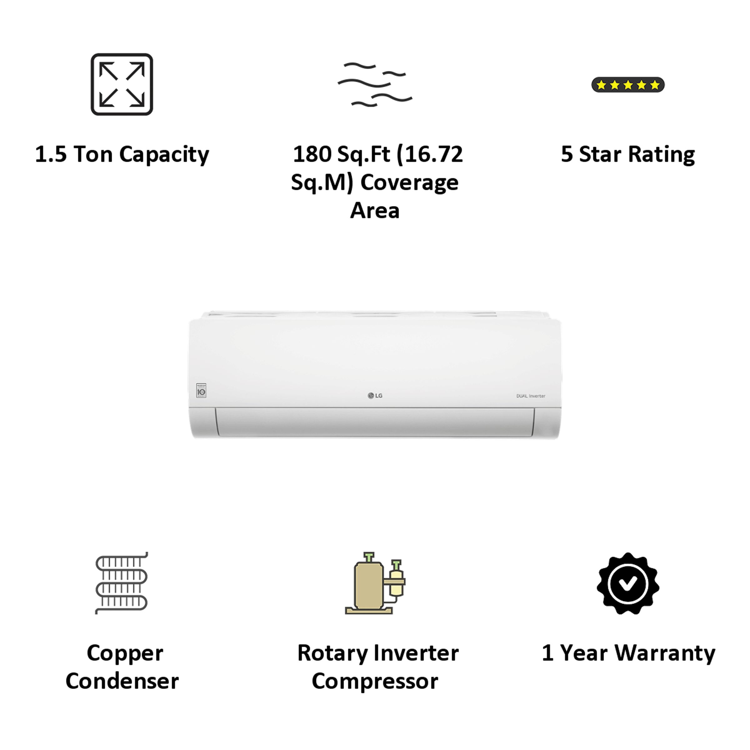 LG 4 in 1 Convertible 1.5 Ton 5 Star Dual Inverter Split AC (Copper Condenser, MS-NQ18ENZA1)_3