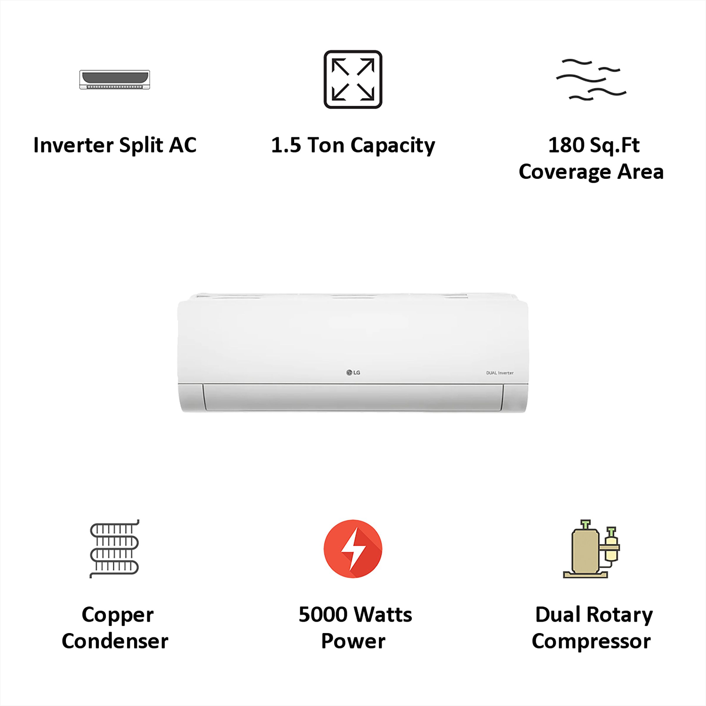 LG 4 in 1 Convertible 1.5 Ton 5 Star Dual Inverter Split AC with Anti Bacterial Filter (Copper Condenser, MS-Q18JNZA)_4