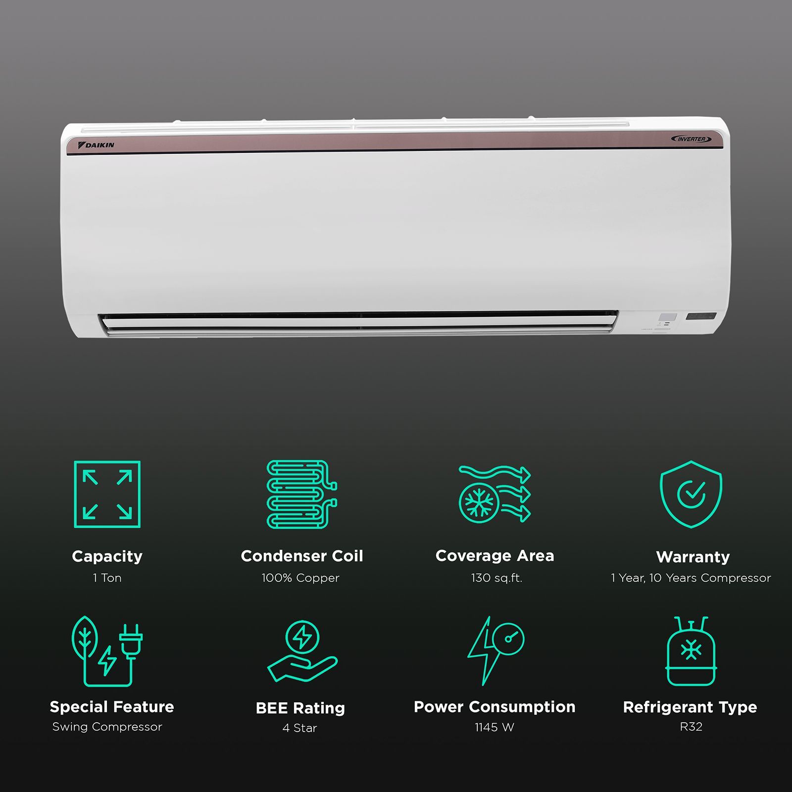 DAIKIN 1 Ton 4 Star Hot & Cold Split AC (Copper Condenser, PM 2.5 Filter, FTHT35UV)_2