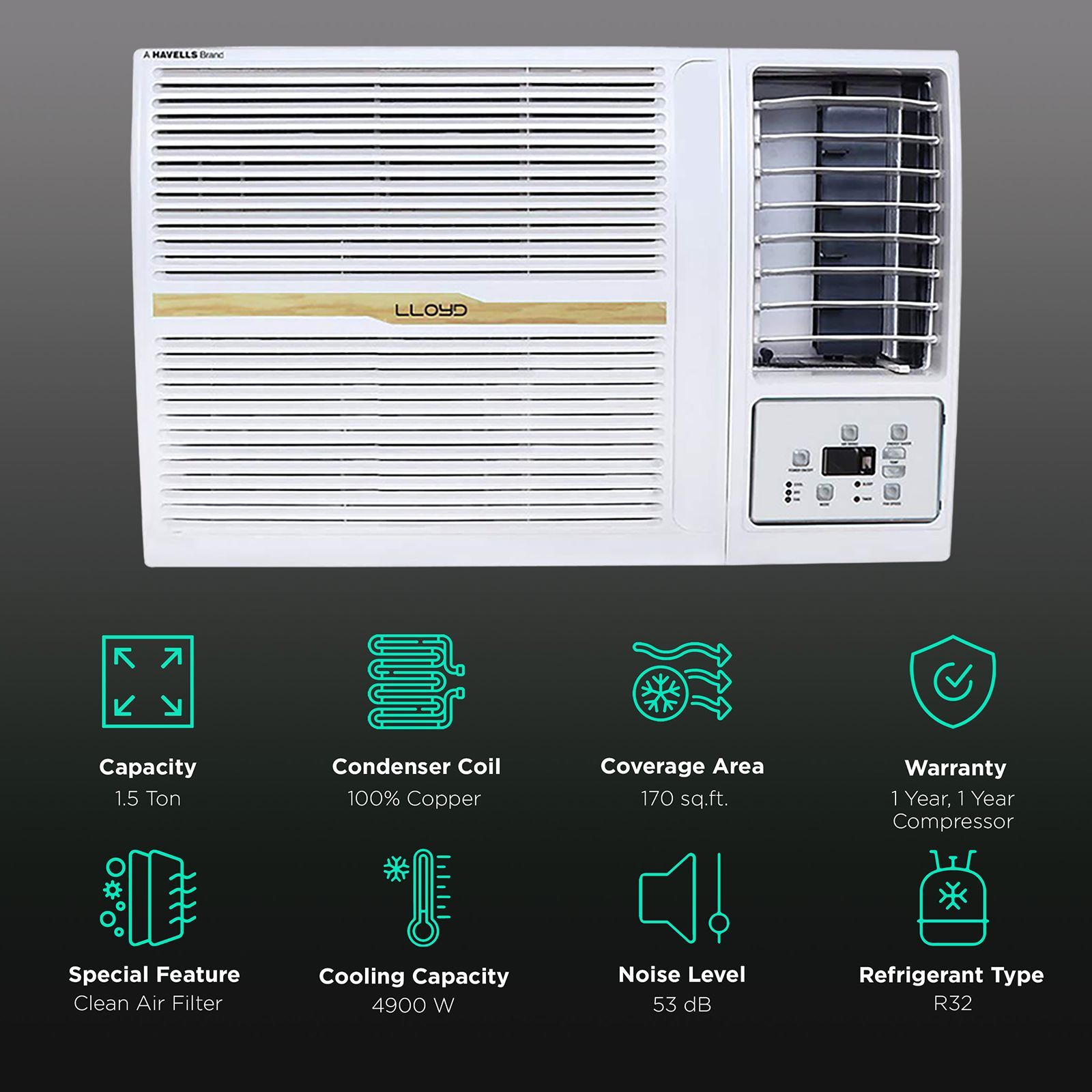 LLOYD 1.5 Ton 3 Star Fixed Speed Window AC (Copper Condenser, Clean Air Filter, GLW18B32WCEW) LLOYD 1.5 Ton 3 Star Fixed Speed Window AC (Copper Condenser, Clean Air Filter, GLW18B32WCEW)_2