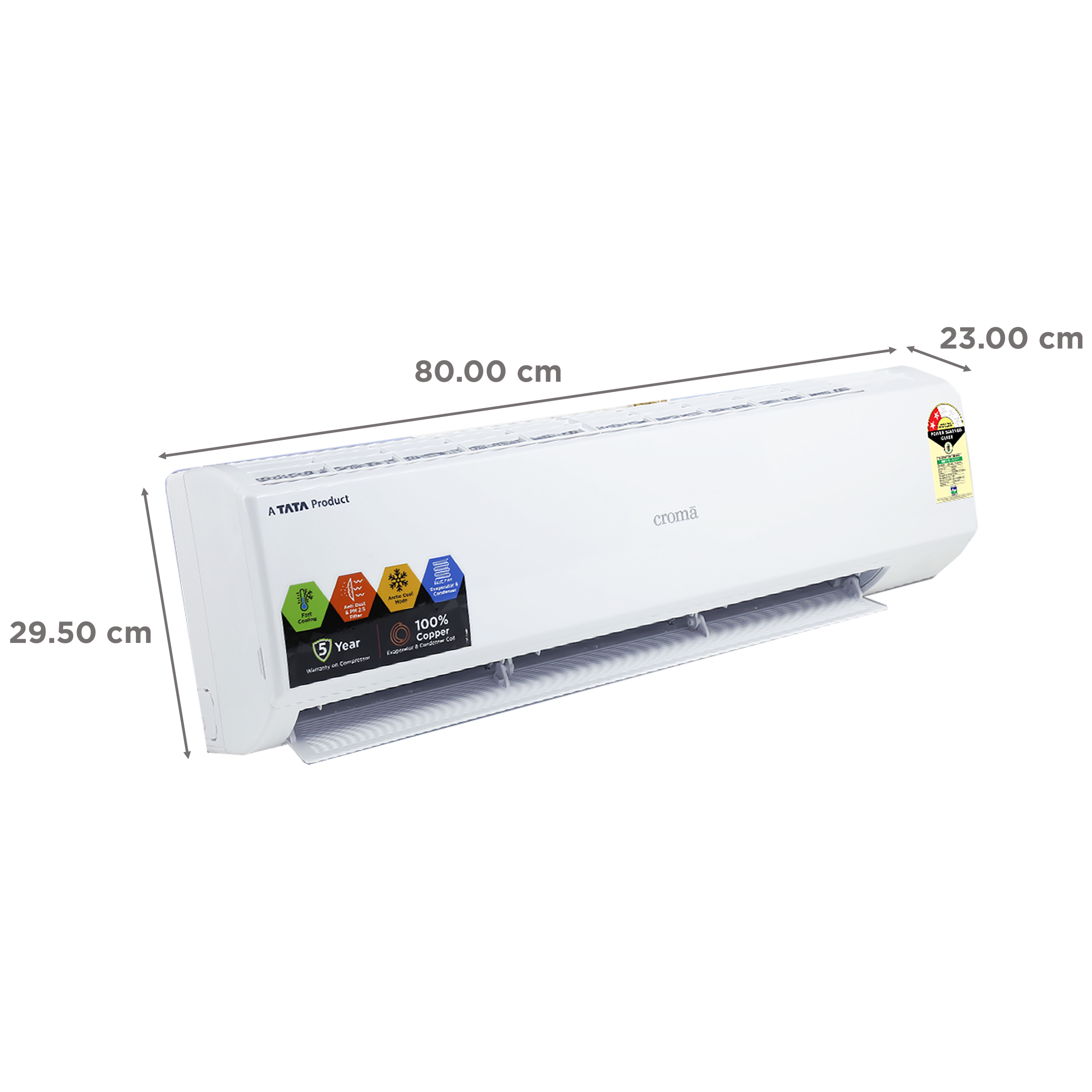Croma 1 Ton 2 Star Split AC (Copper Condenser, Dust Filter)_3