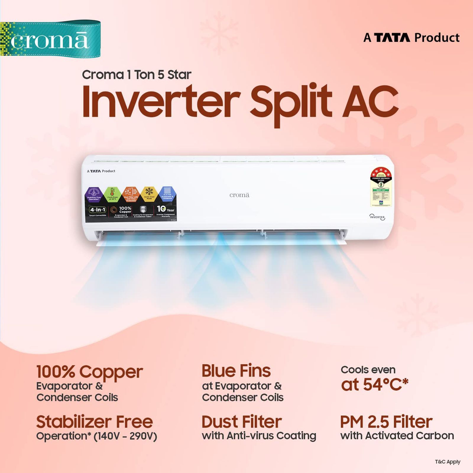 Croma 4 in 1 Convertible 1 Ton 4 Star Inverter Split AC with PM 2.5 Filter (Copper Condenser, CRLAIN0125T0256)_3
