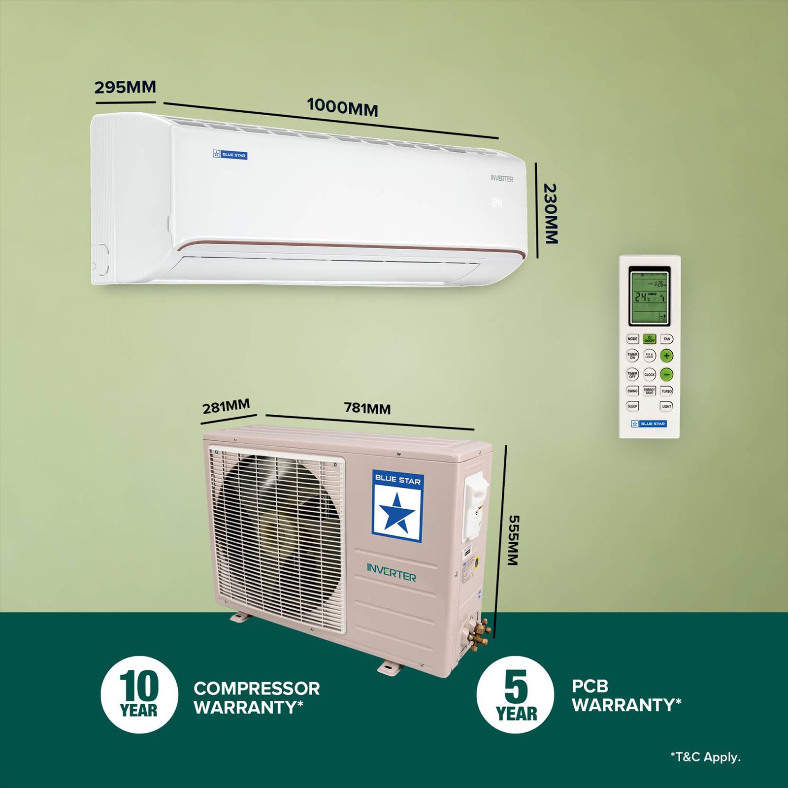 Blue Star FNU 5 in 1 Convertible 1.5 Ton 3 Star Inverter Split AC with Turbo Mode (Copper Condenser, IA318FNU) Blue Star FNU 5 in 1 Convertible 1.5 Ton 3 Star Inverter Split AC with Turbo Mode (Copper Condenser, IA318FNU)_12